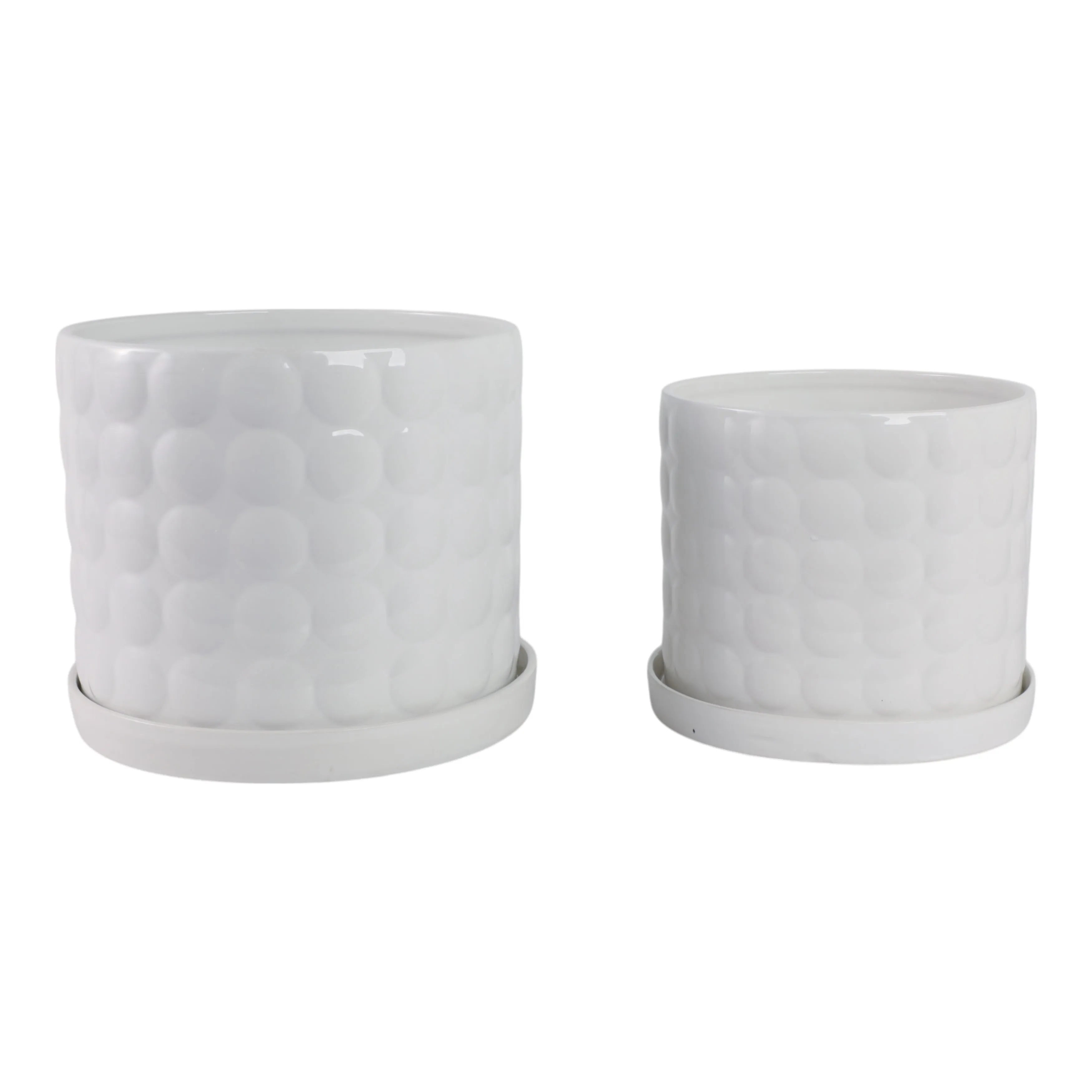 S/2 10/12" Bubble Planter, White