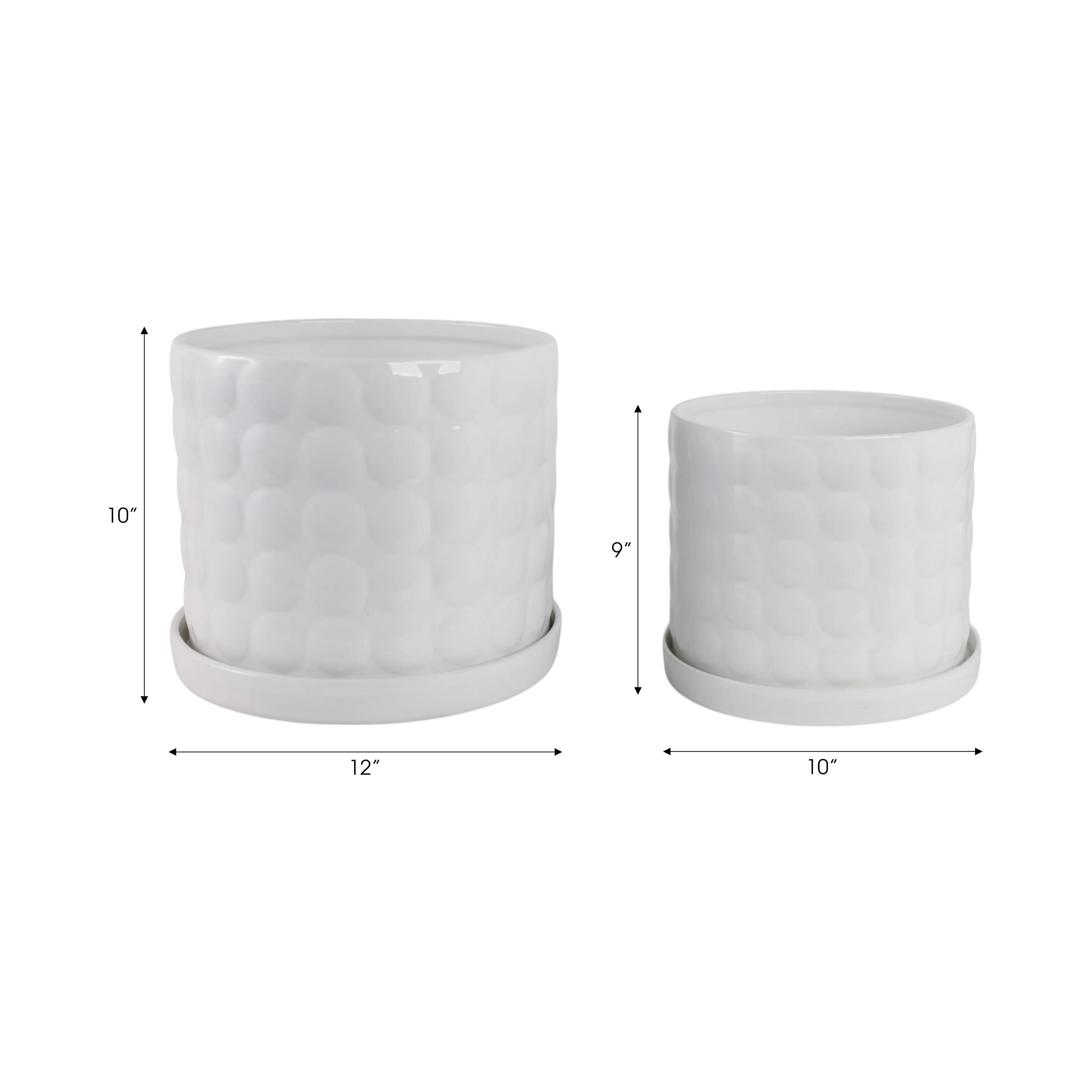 S/2 10/12" Bubble Planter, White