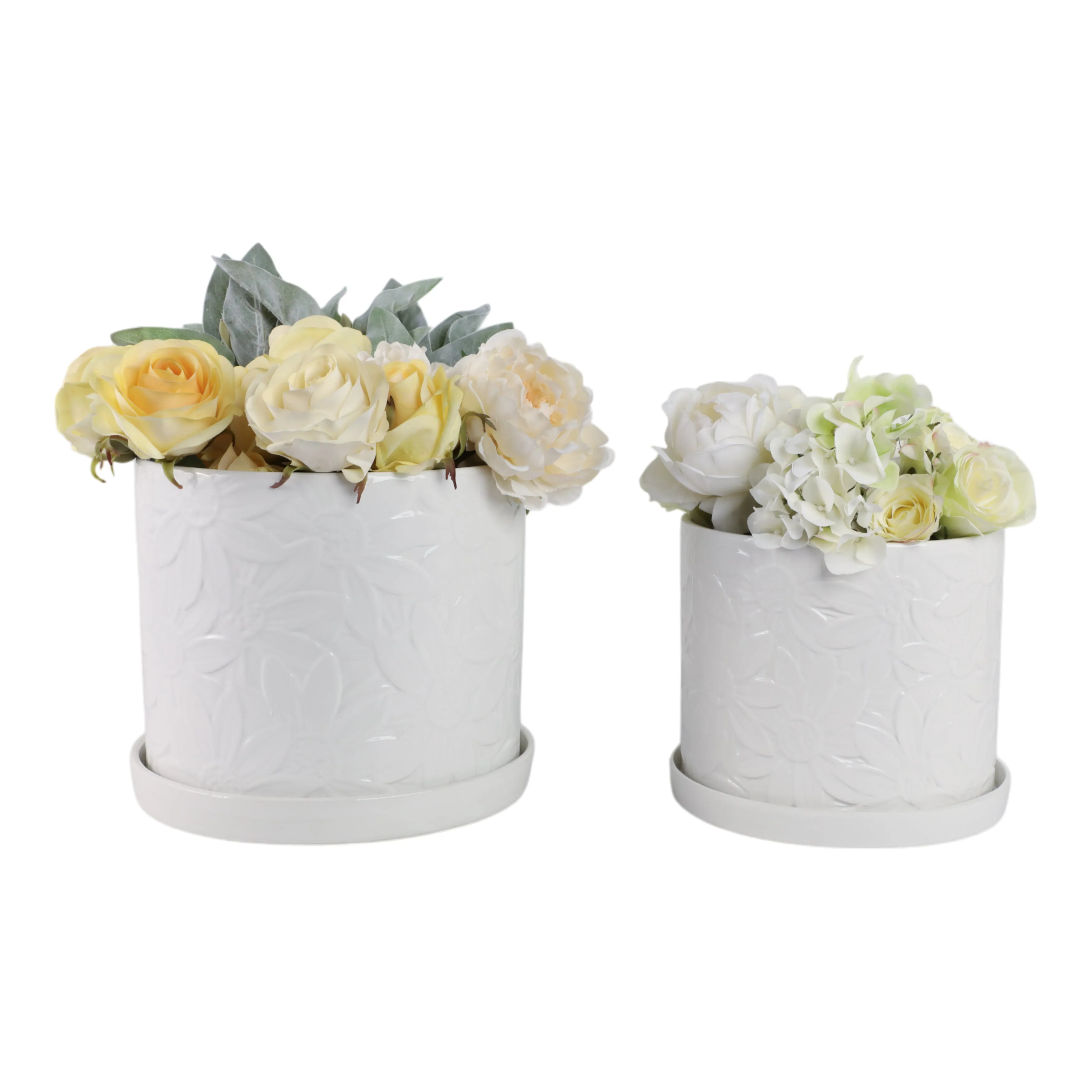 S/2 10/12" Daisy Flower Planter, White