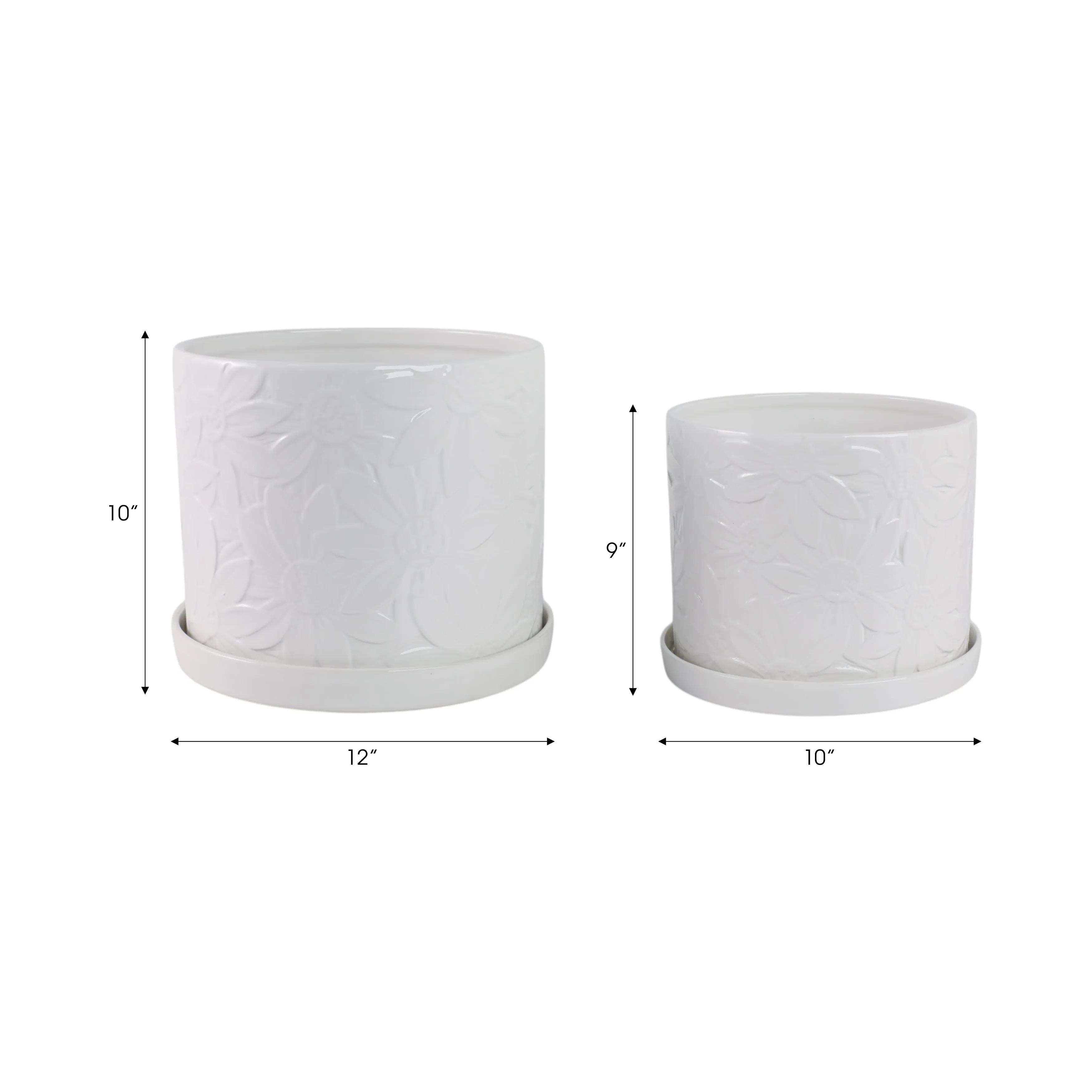 S/2 10/12" Daisy Flower Planter, White