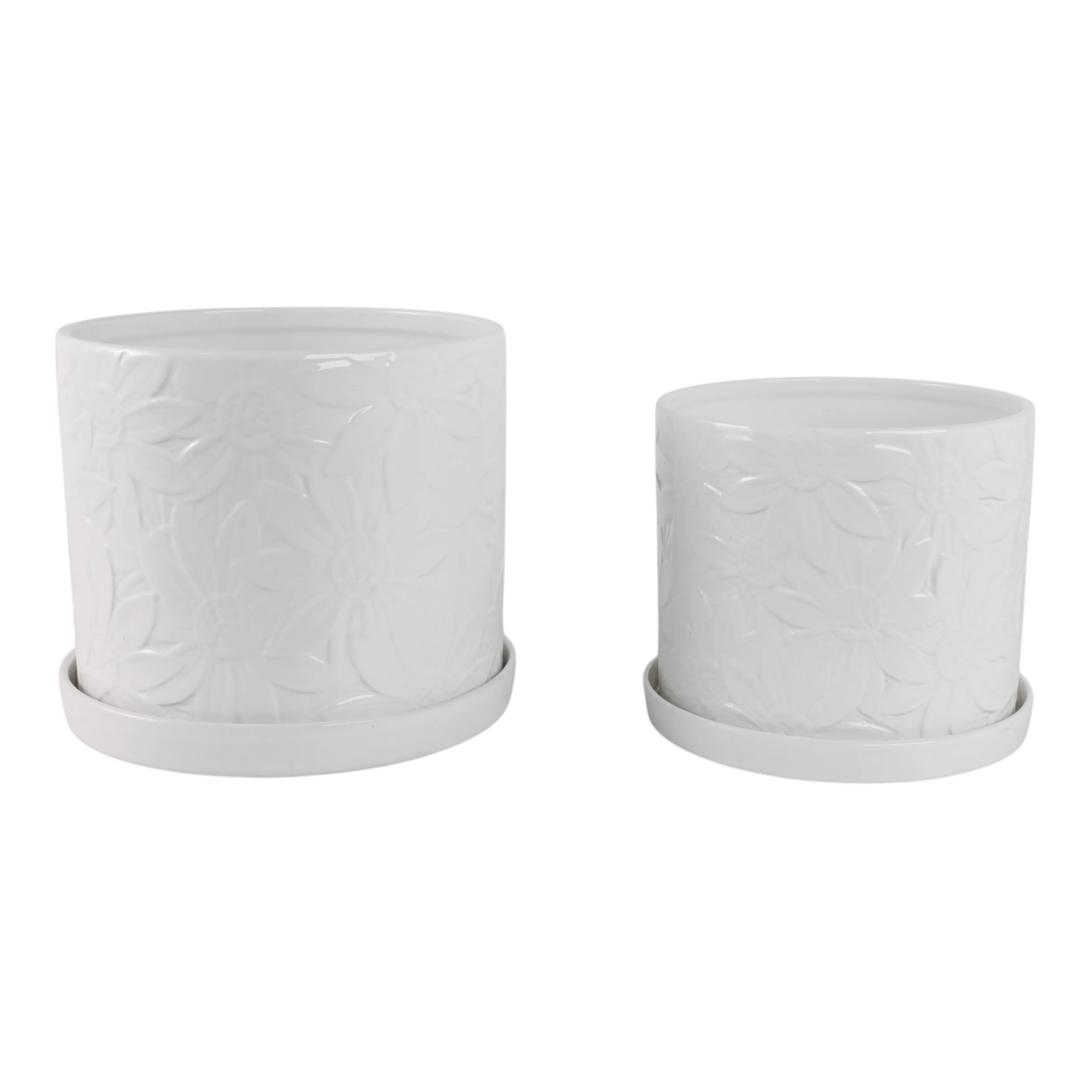 S/2 10/12" Daisy Flower Planter, White