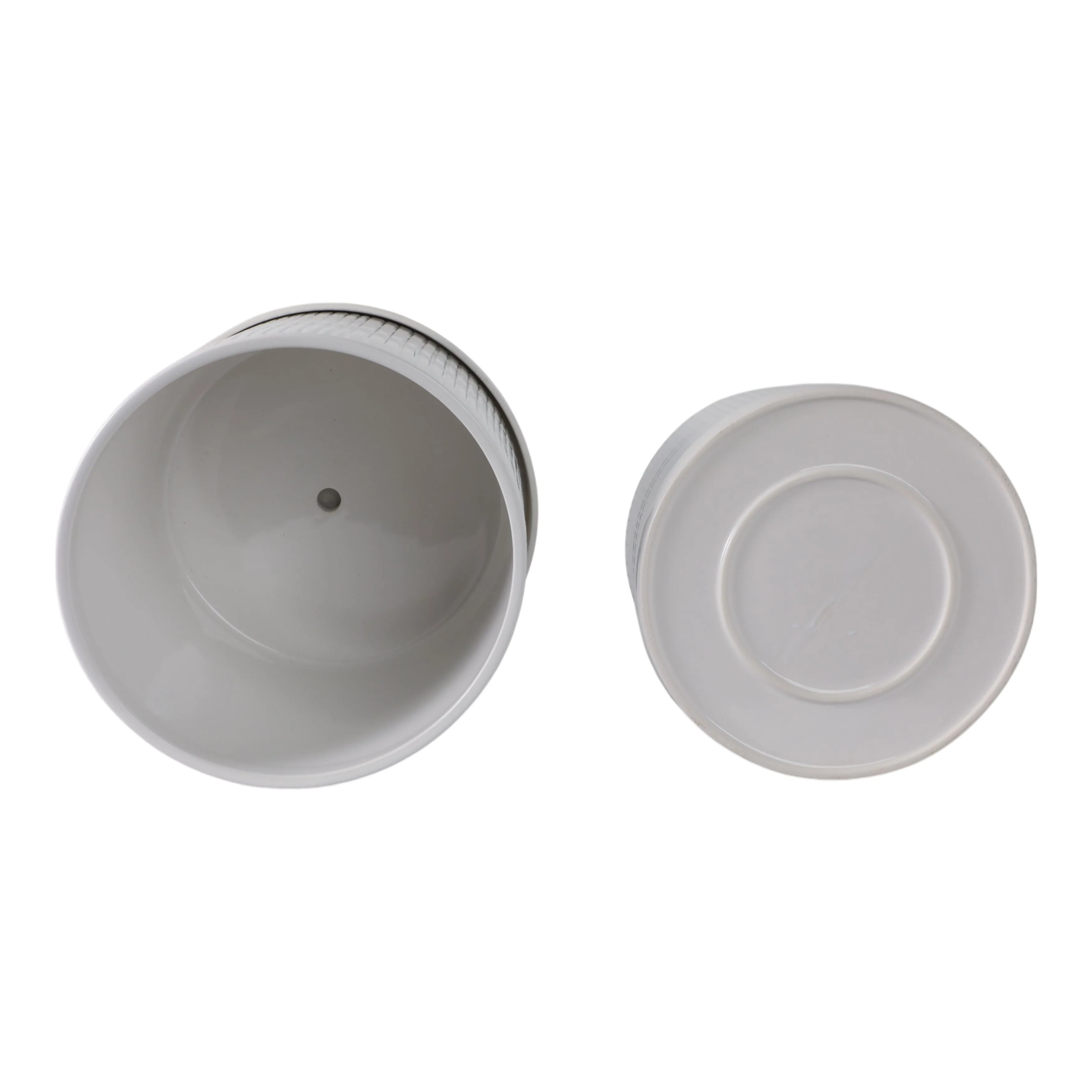 S/2 10/12" Line Textured Planter, White