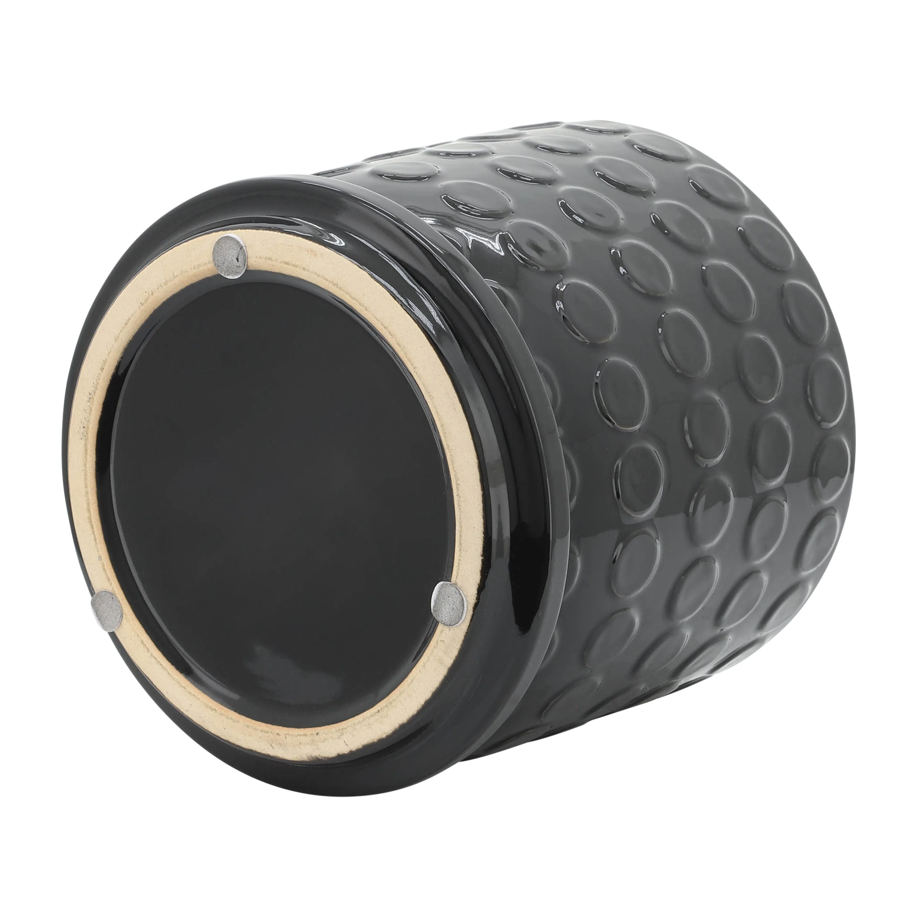 S/2 5/6" BUBBLE PLANTER W. SAUCER, BLACK