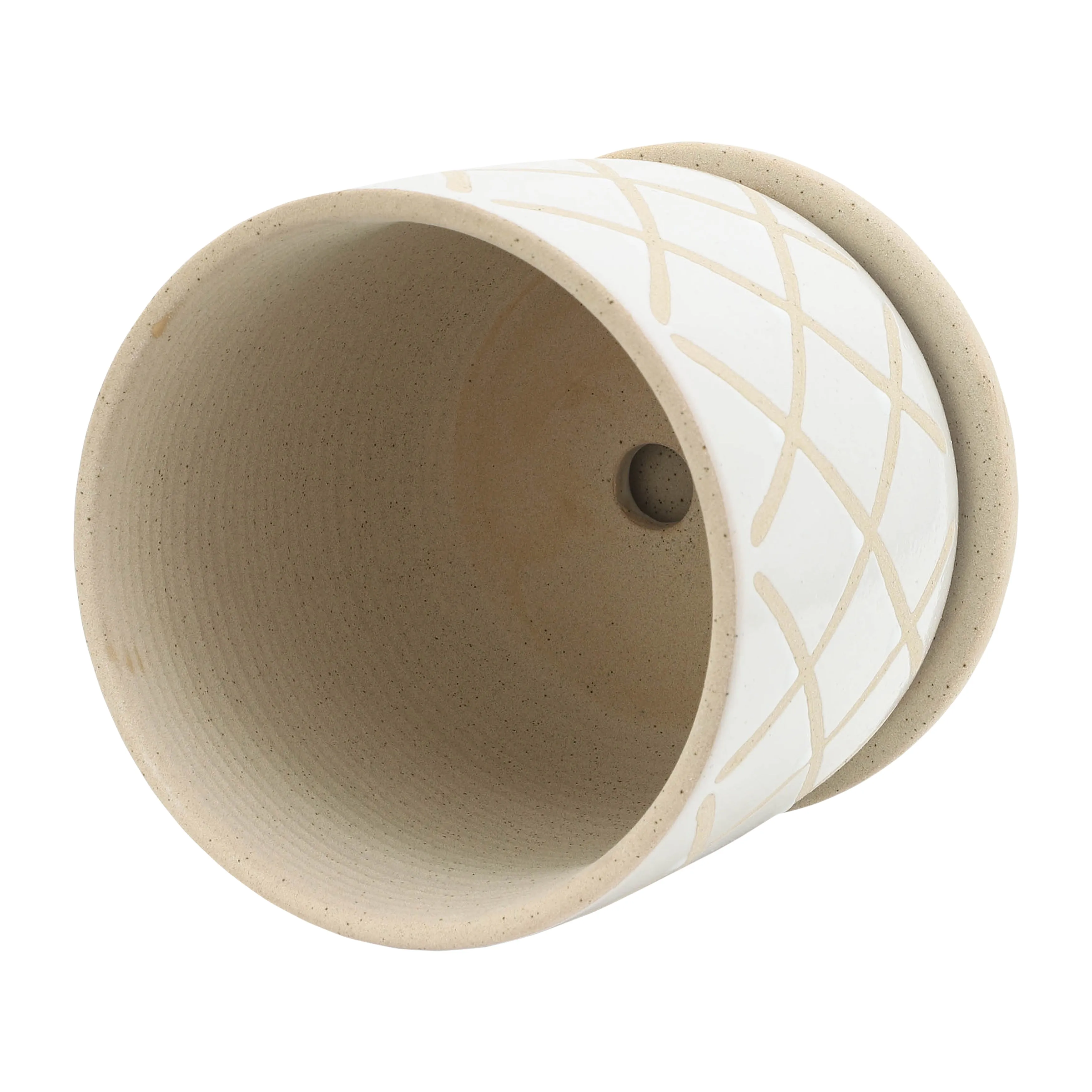 S/2 5/6" CROSS PLANTER W/ SAUCER, WHITE