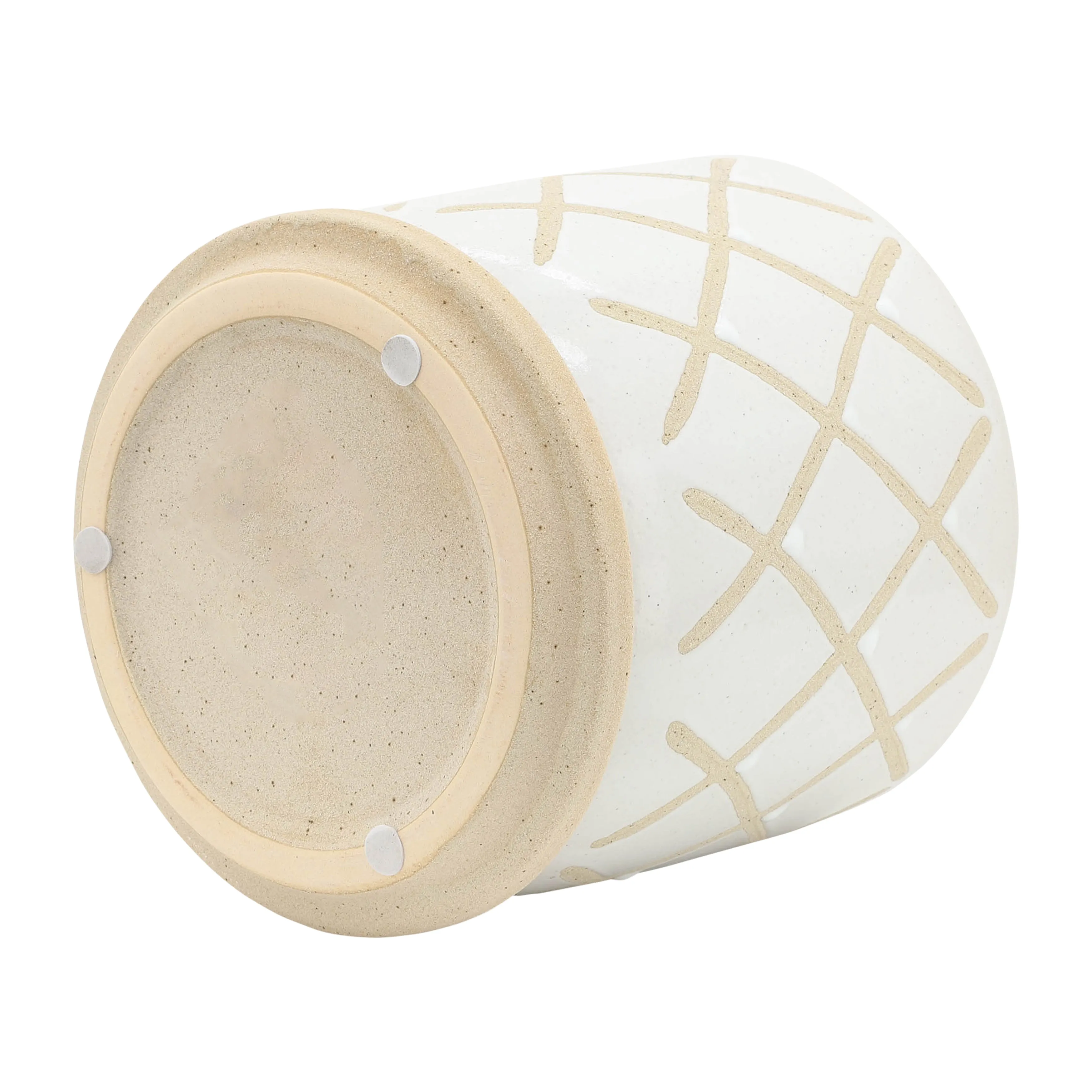 S/2 5/6" CROSS PLANTER W/ SAUCER, WHITE