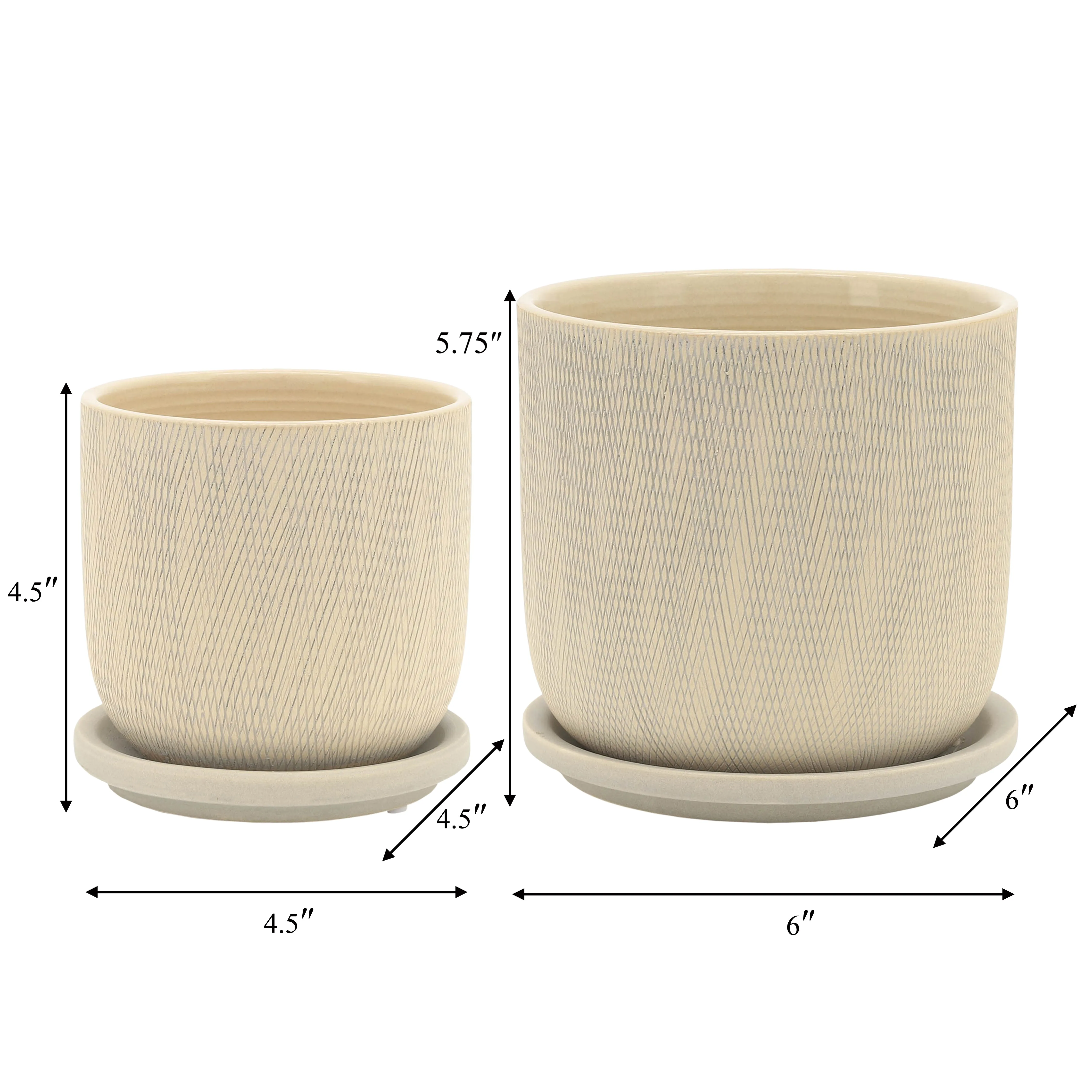 S/2 5/6" MESH PLANTER W/ SAUCER, SAGE