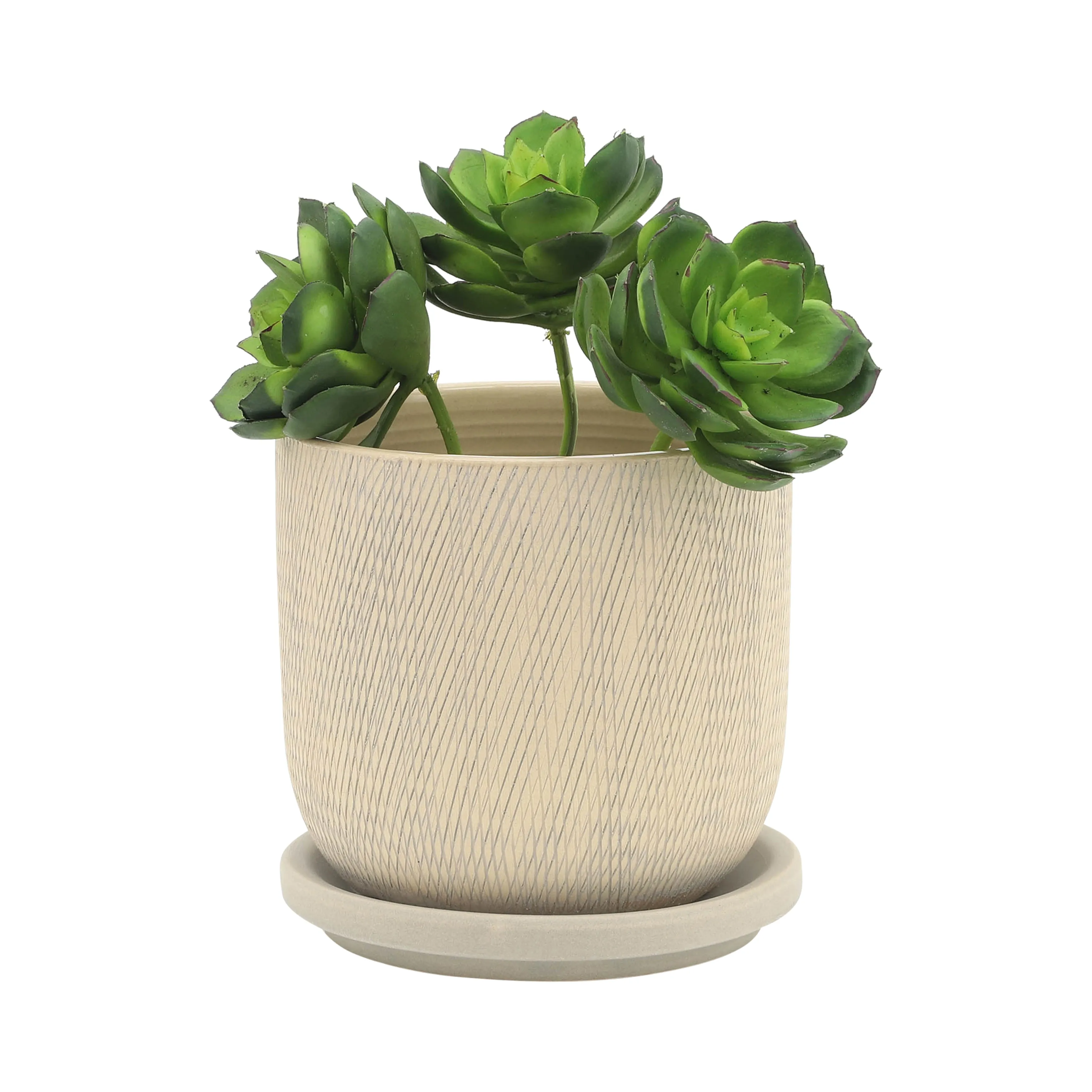 S/2 5/6" MESH PLANTER W/ SAUCER, SAGE