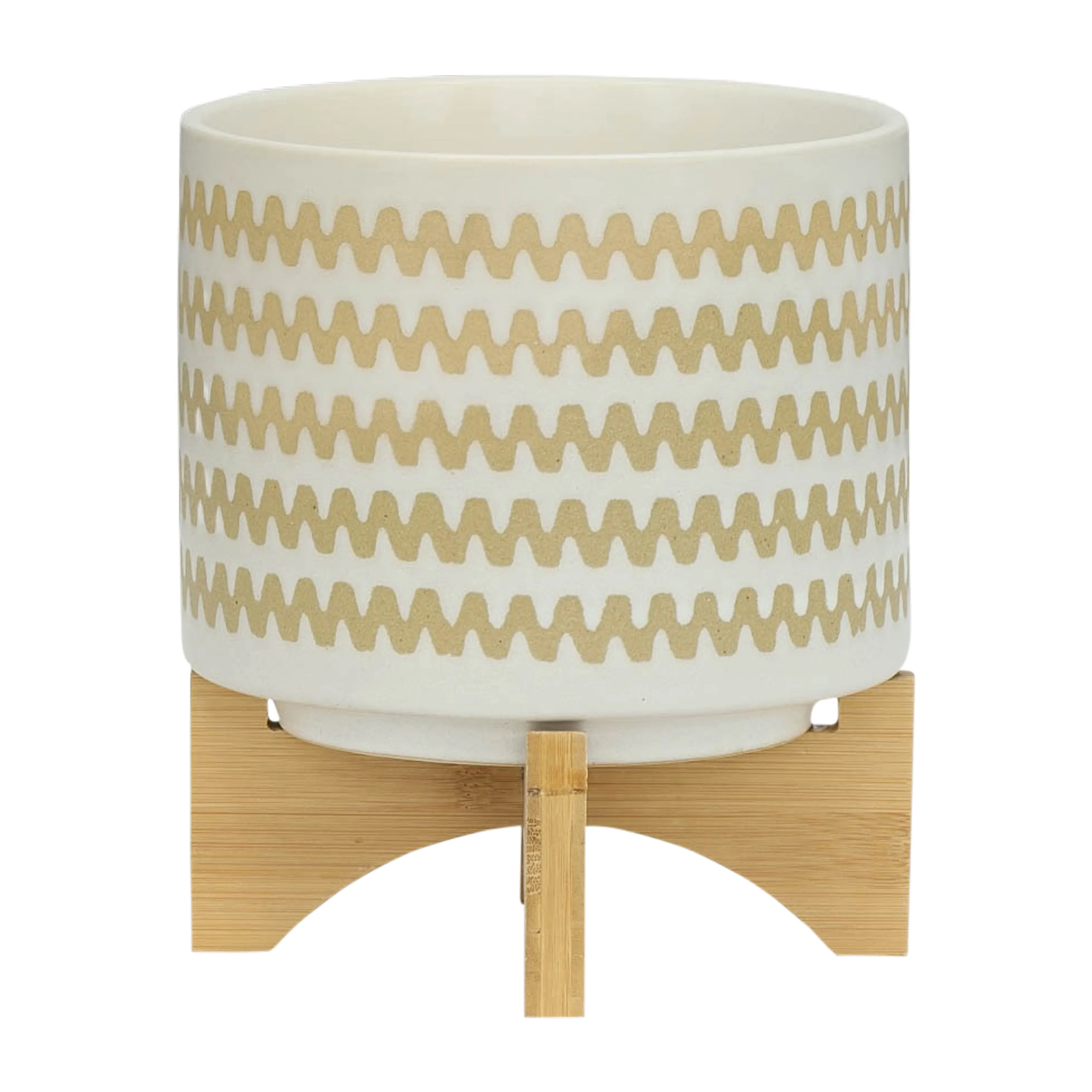 S/2 5/8" ZIG-ZAG PLANTER W/ STAND, WHITE