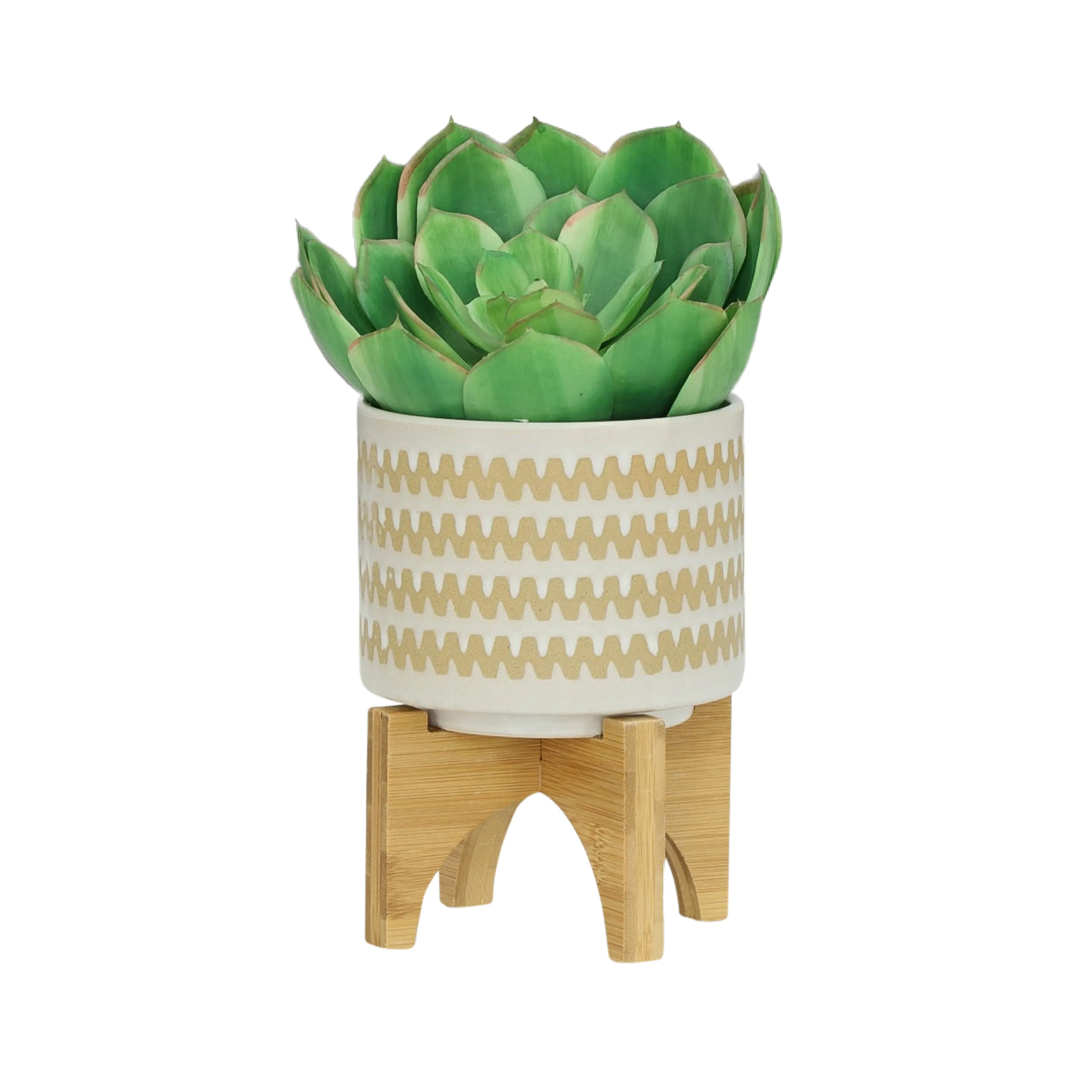 S/2 5/8" ZIG-ZAG PLANTER W/ STAND, WHITE