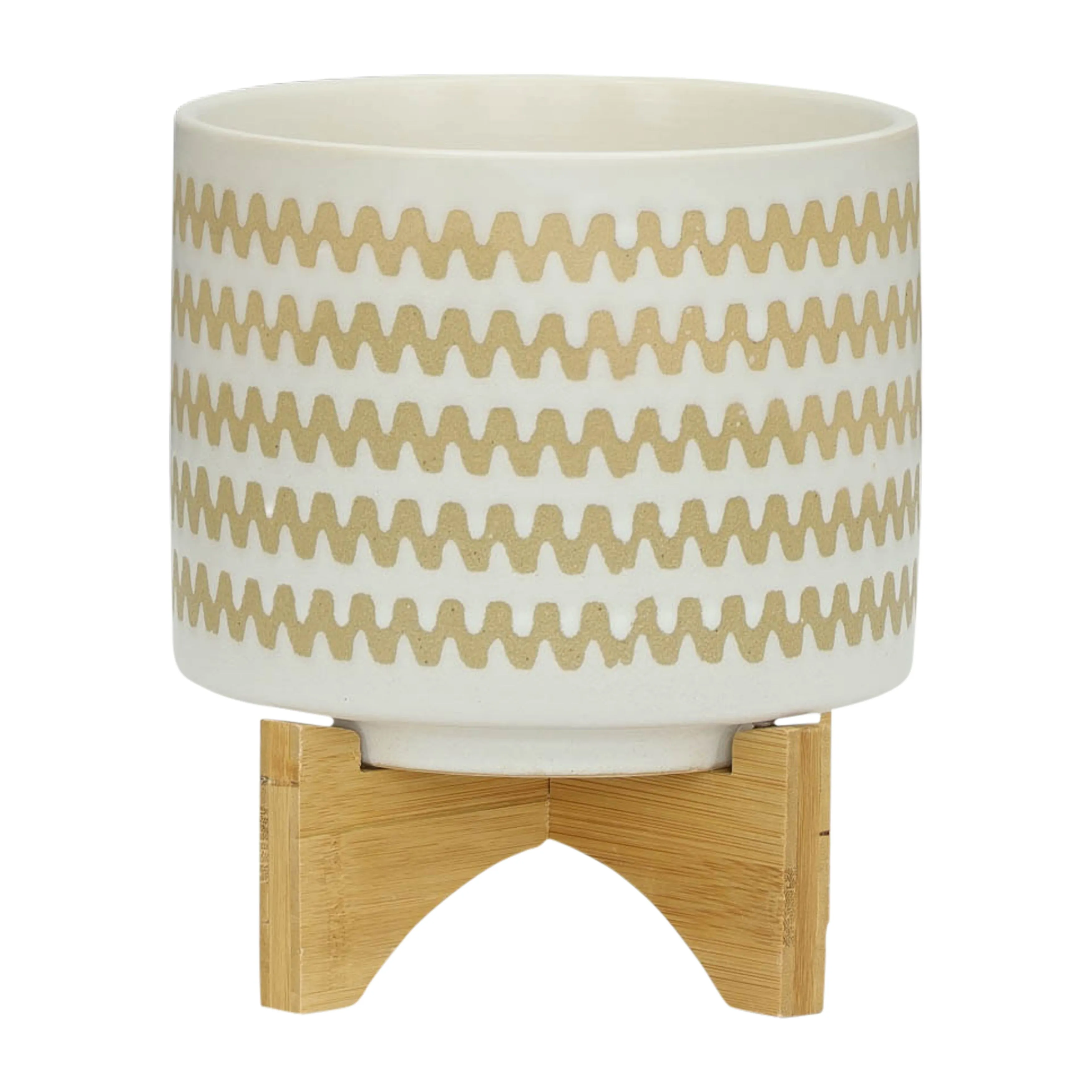 S/2 5/8" ZIG-ZAG PLANTER W/ STAND, WHITE