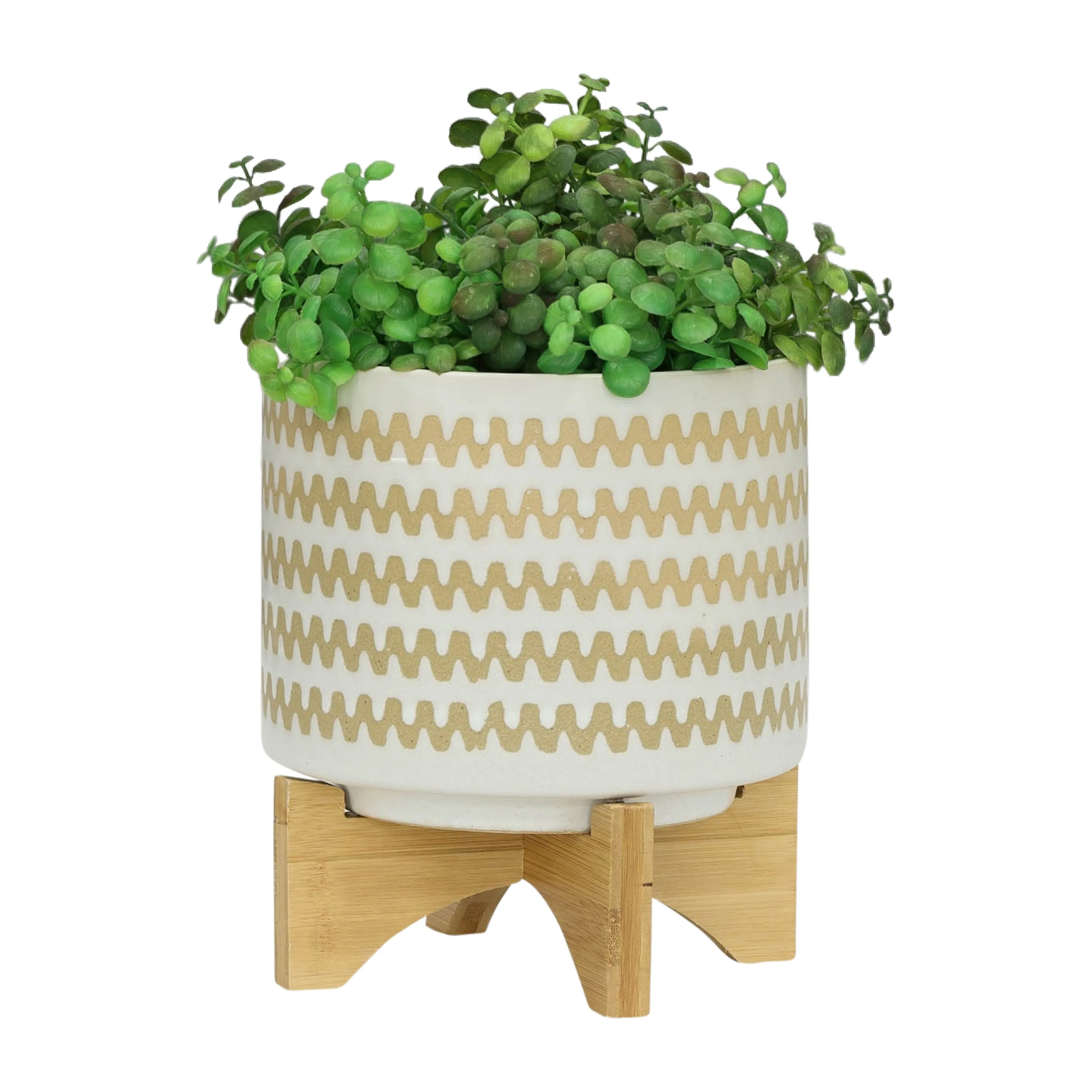 S/2 5/8" ZIG-ZAG PLANTER W/ STAND, WHITE