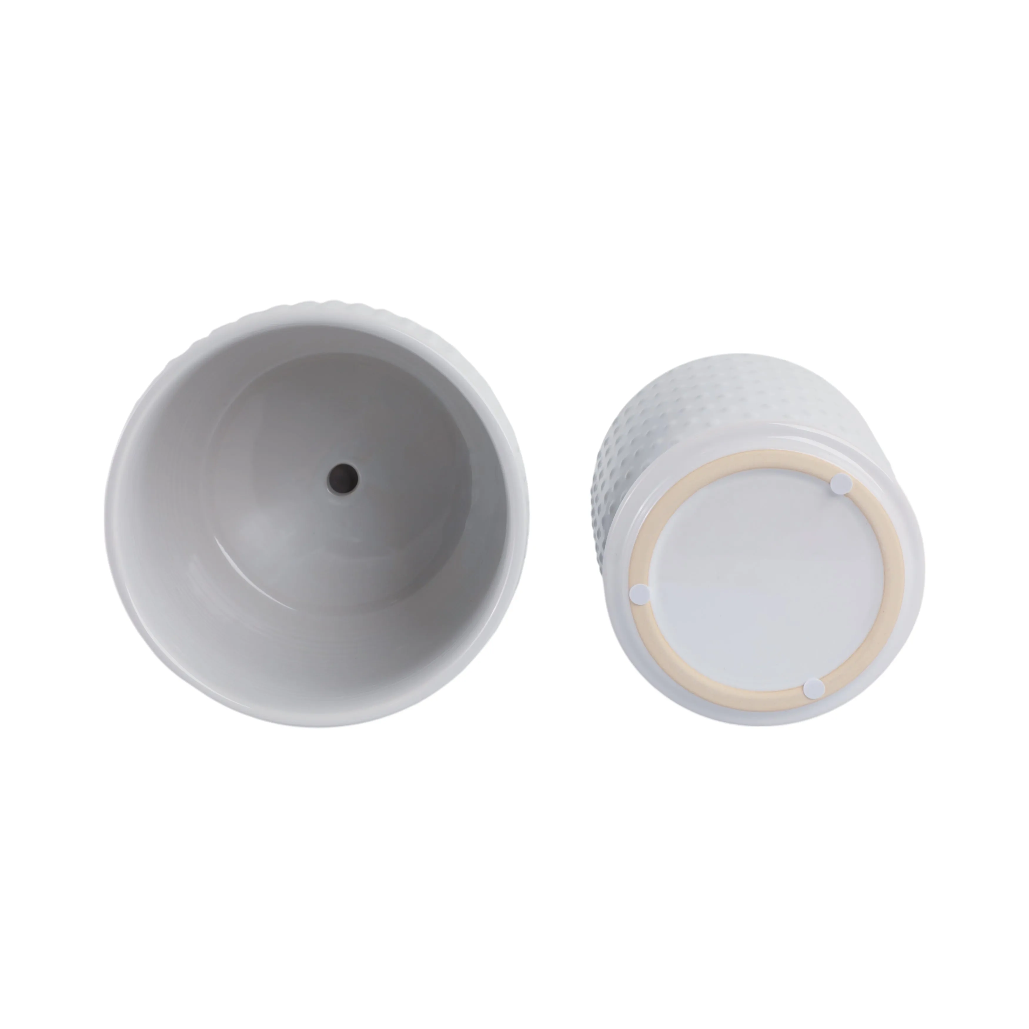 S/2 6/8" Tiny Dots Planter W/ Saucer, White