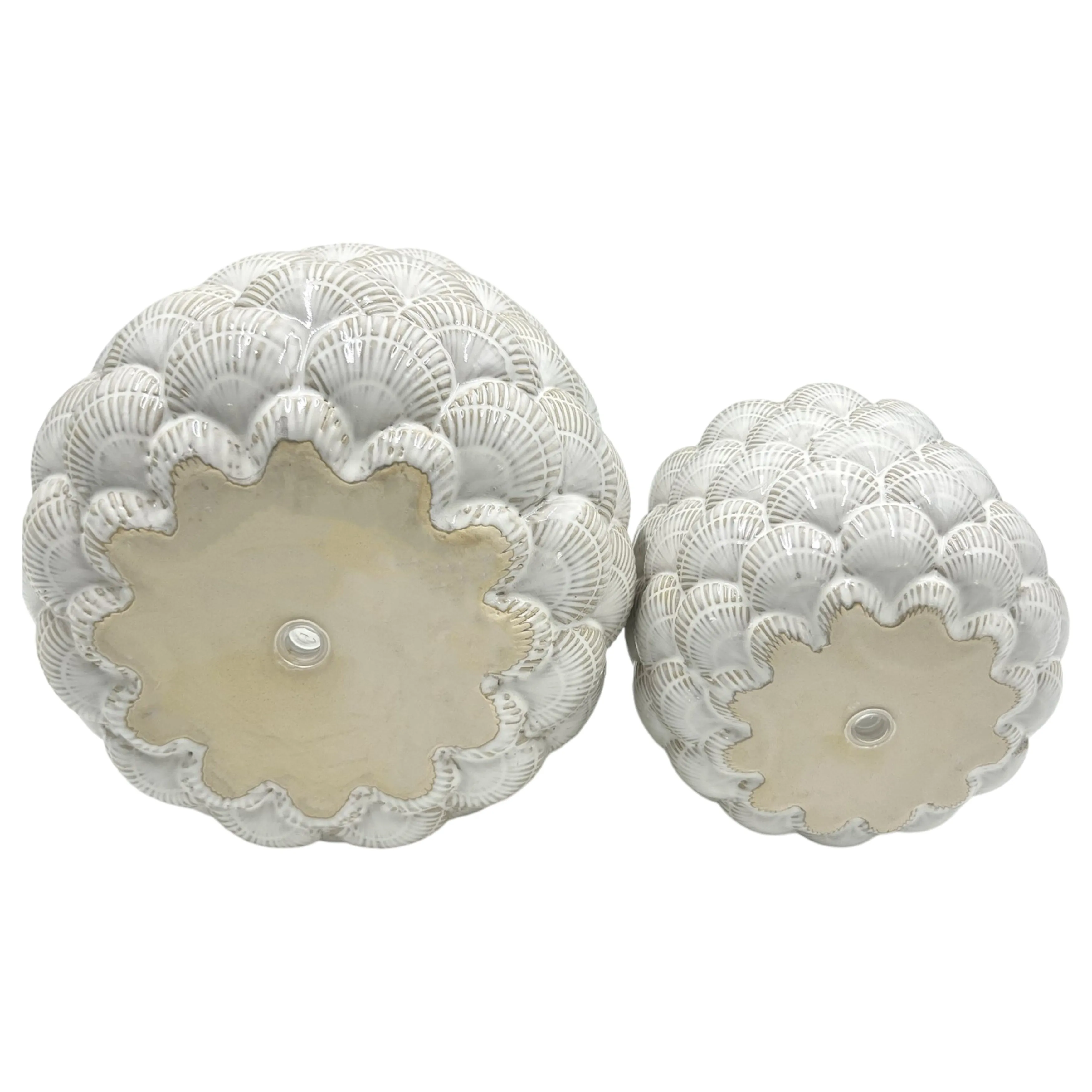 S/2 7/9" Seashell Planters, White
