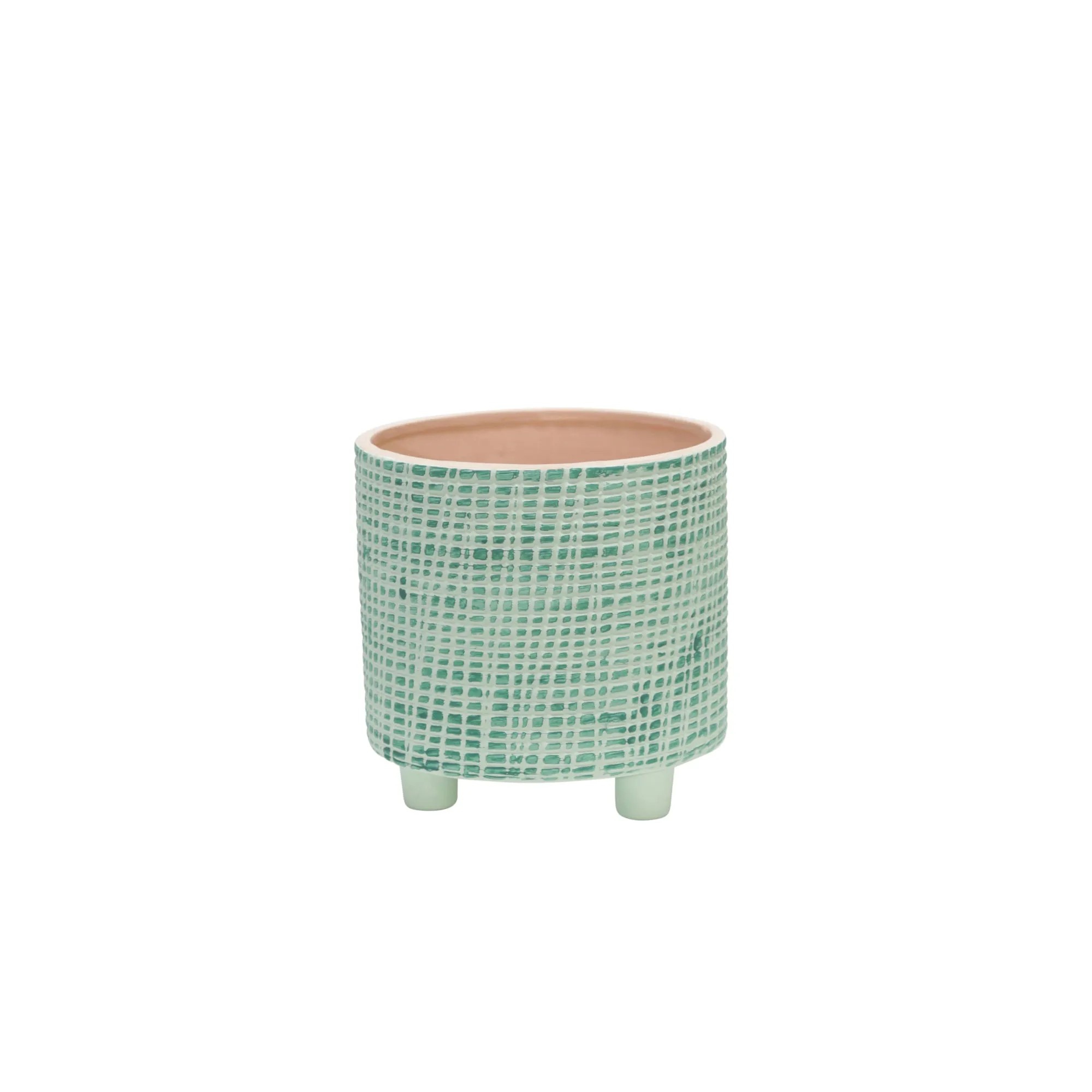 S/2  CHECKERED FOOTED PLANTER 6/8", GREEN