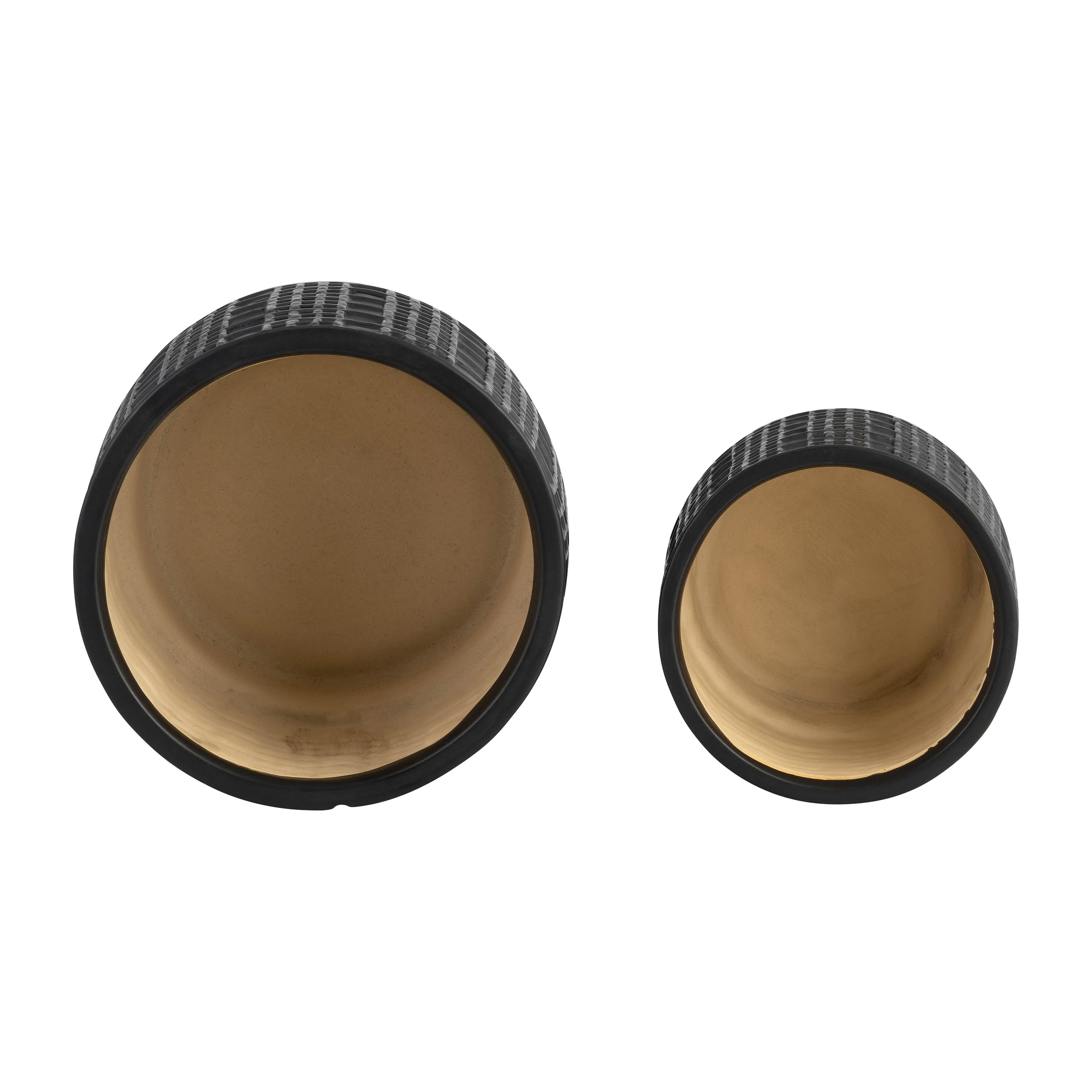 S/2 MESH METALLIC PLANTERS  6/8", BLACK