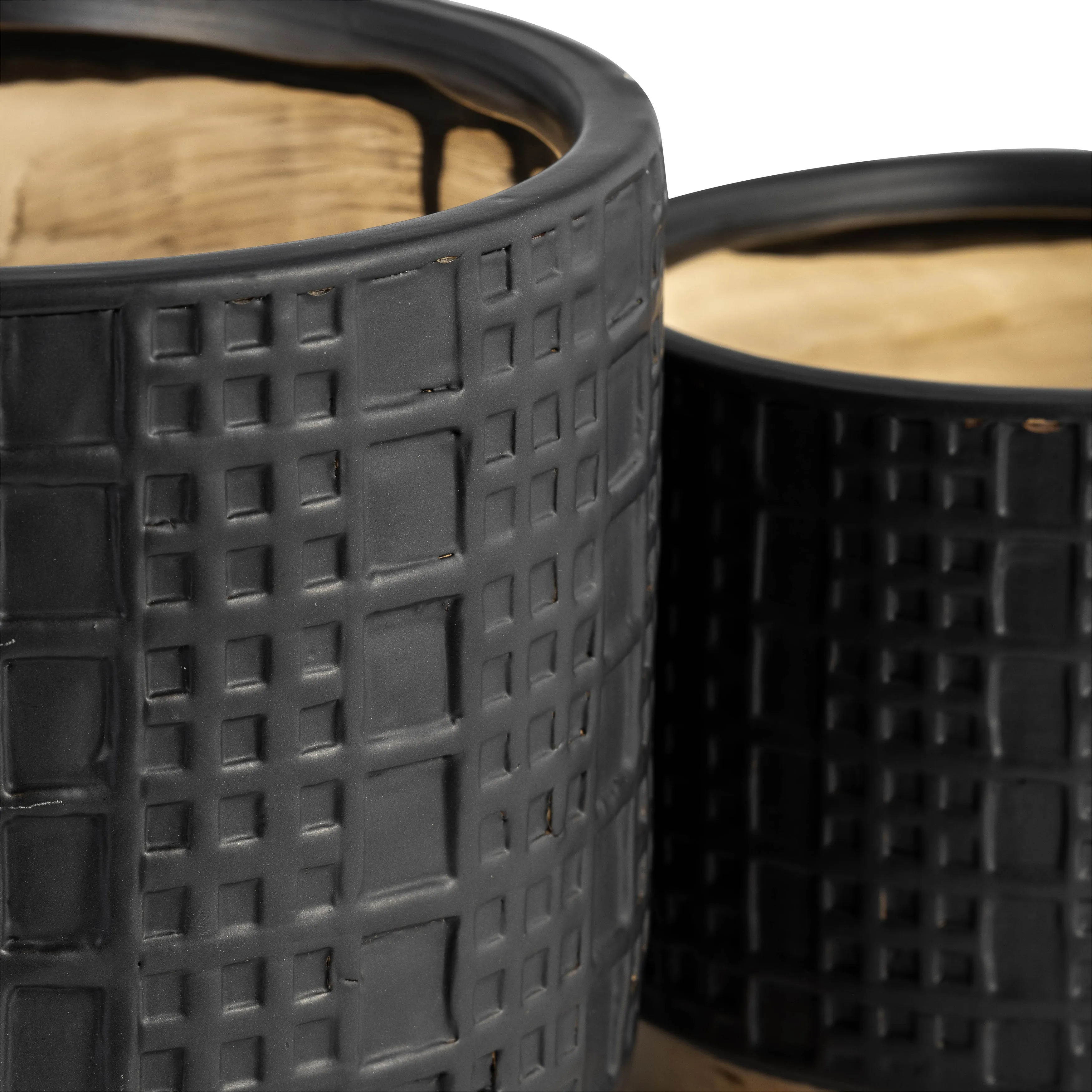 S/2 MESH METALLIC PLANTERS  6/8", BLACK
