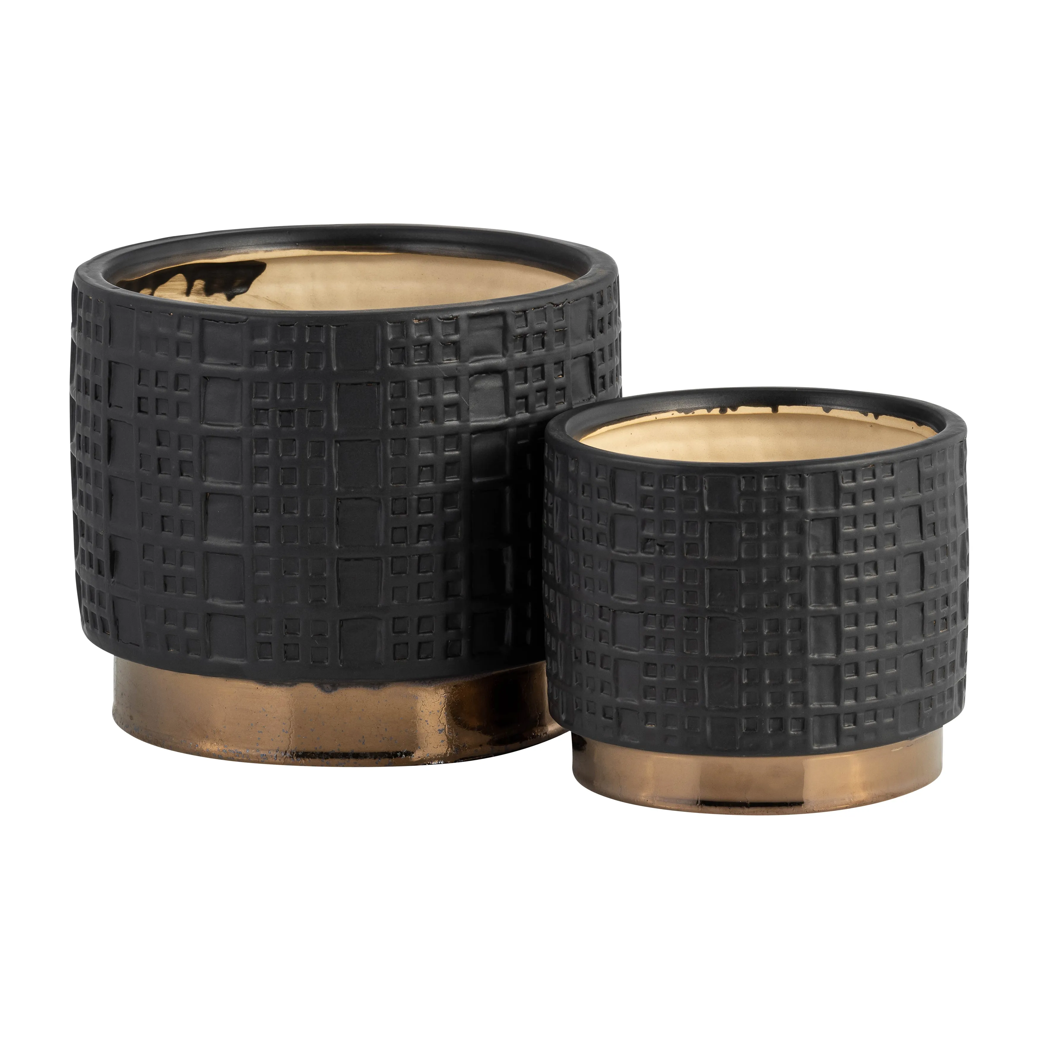 S/2 MESH METALLIC PLANTERS  6/8", BLACK