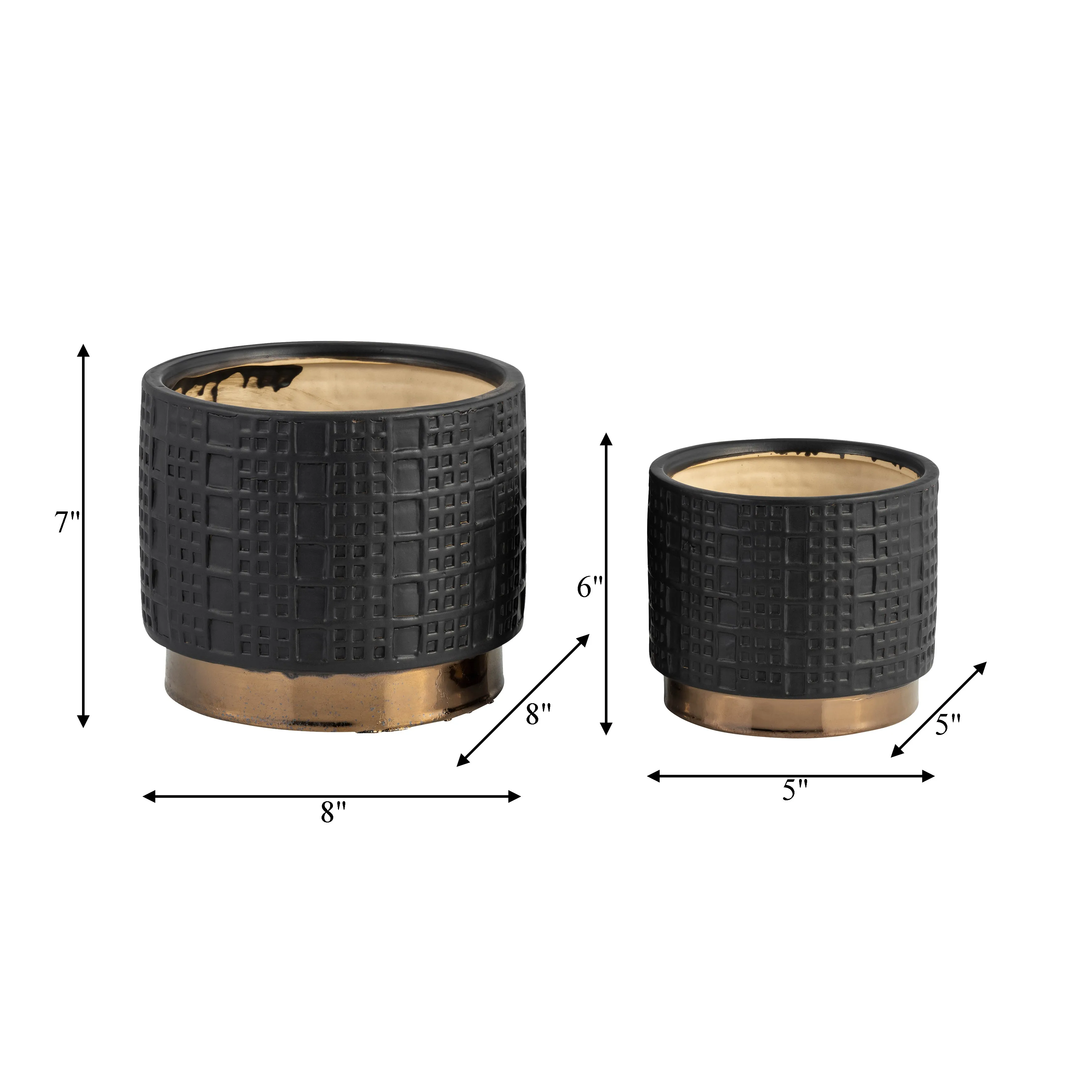 S/2 MESH METALLIC PLANTERS  6/8", BLACK