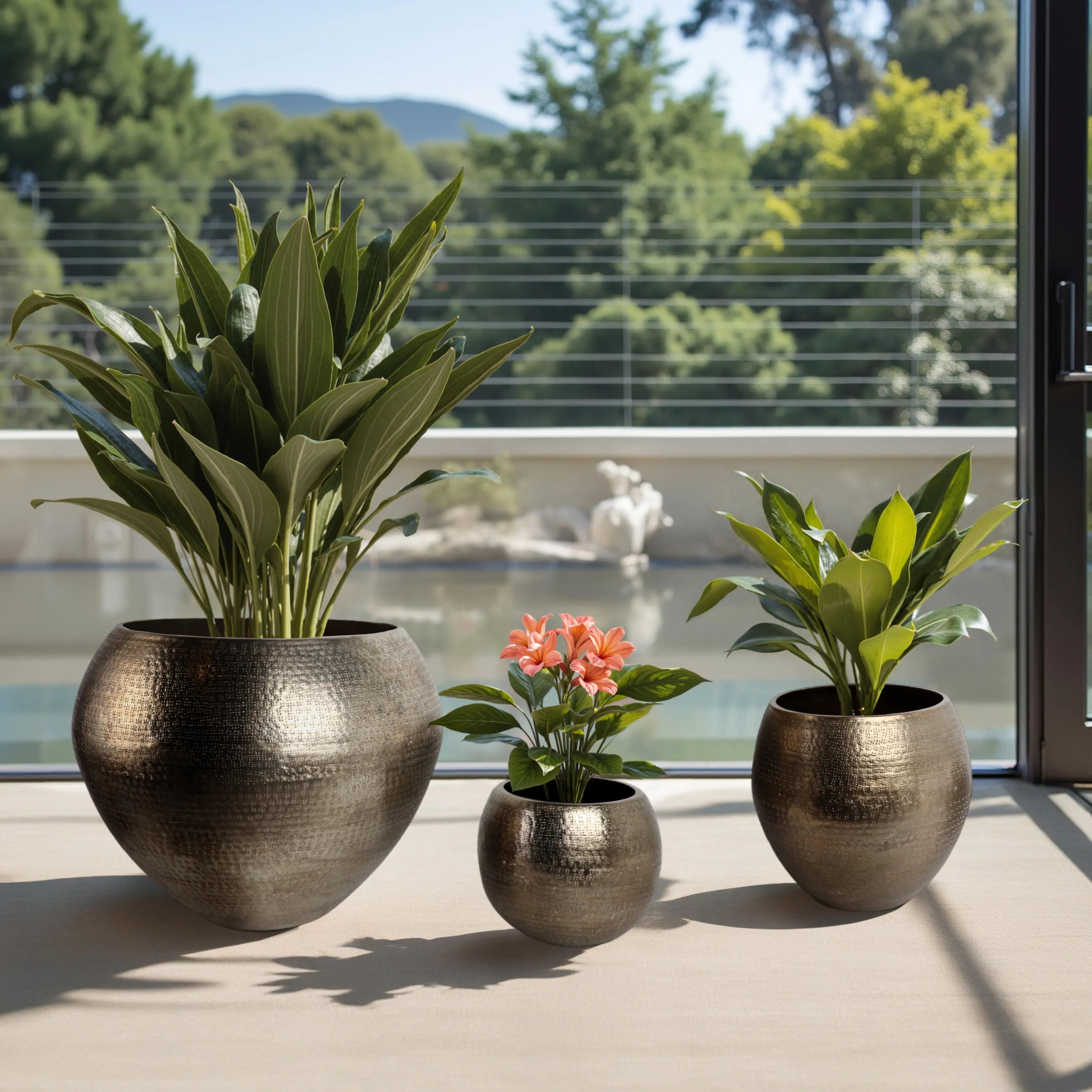 S/3 13/18/25" Noatak Bronze Planters