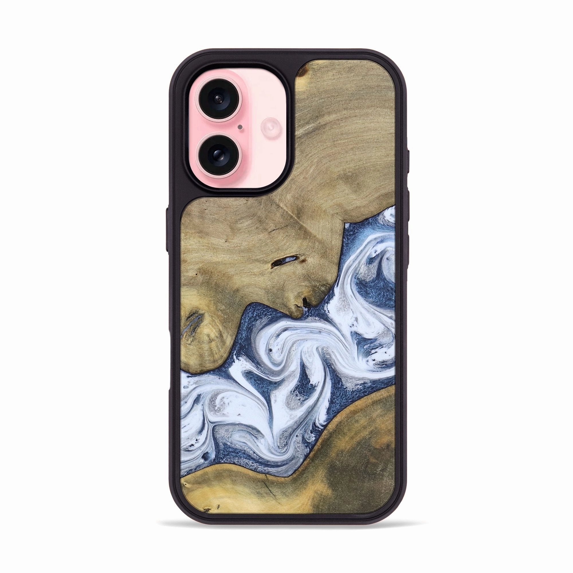 Iphone 16 Wood Phone Case - Kenia (Blue, 780892) Anti Fingerprint Coating Anti Dust Film
