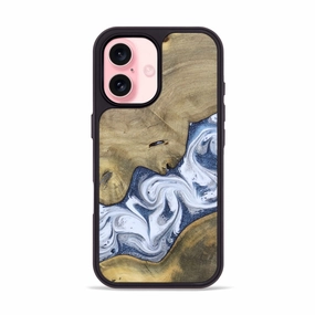 Iphone 16 Wood Phone Case - Kenia (Blue, 780892) Anti Fingerprint Coating Anti Dust Film
