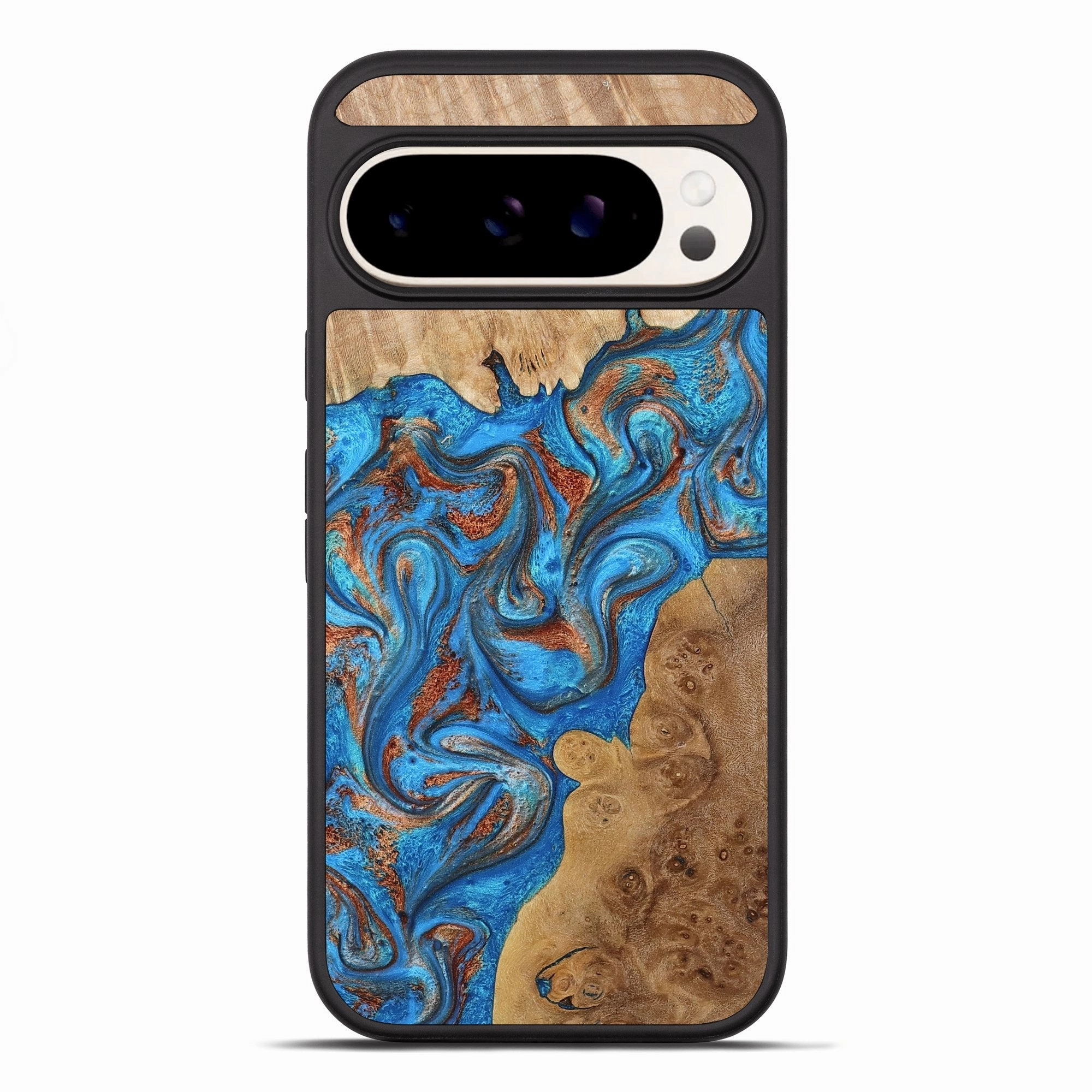 Rounded Edges Pixel 10 Pro Xl Wood Phone Case - Ocie (Teal & Gold, 781140)