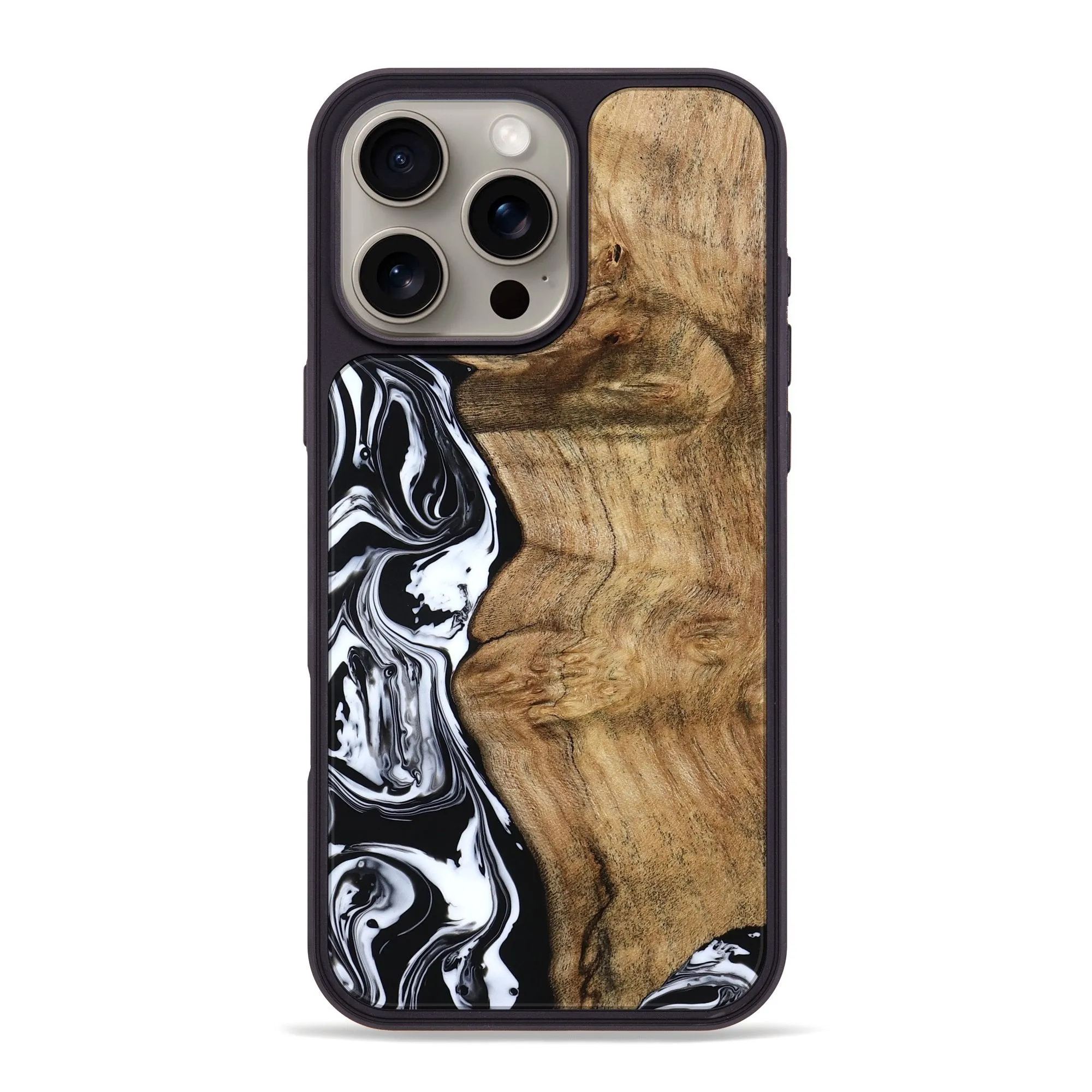 Soft Edge Fingerprint Resistant Screen Iphone 16 Pro Max Wood Phone Case - Abbie (Black & White, 780134)
