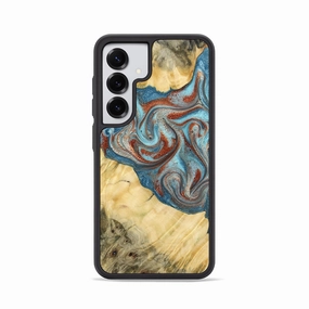 Galaxy S25 Wood Phone Case - Fredric (Teal & Gold, 774749) Scratch Resistant Coating Bubble Free Installation