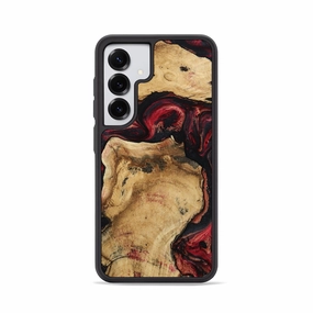 Anti Finger Stain Scratch Resistant Glass Galaxy S25 Wood Phone Case - Dona (Red, 781665)