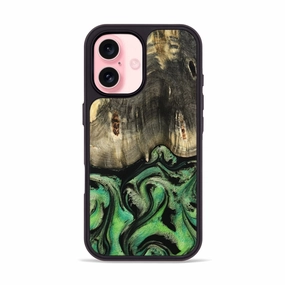 Iphone 16 Wood Phone Case - Kayley (Green, 781761) Anti Finger Streak Screen Defense