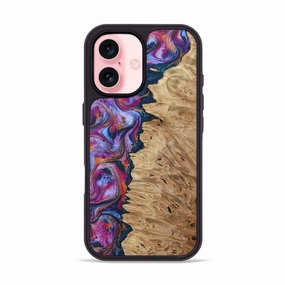 Iphone 16 Wood Phone Case - Teena (Blue, 781800) Scratch Resistant Coating Anti Static Film