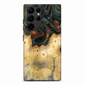 Galaxy S22 Ultra Wood Live Edge Phone Case - Boone (Green, 781035) Fingerprint Shield