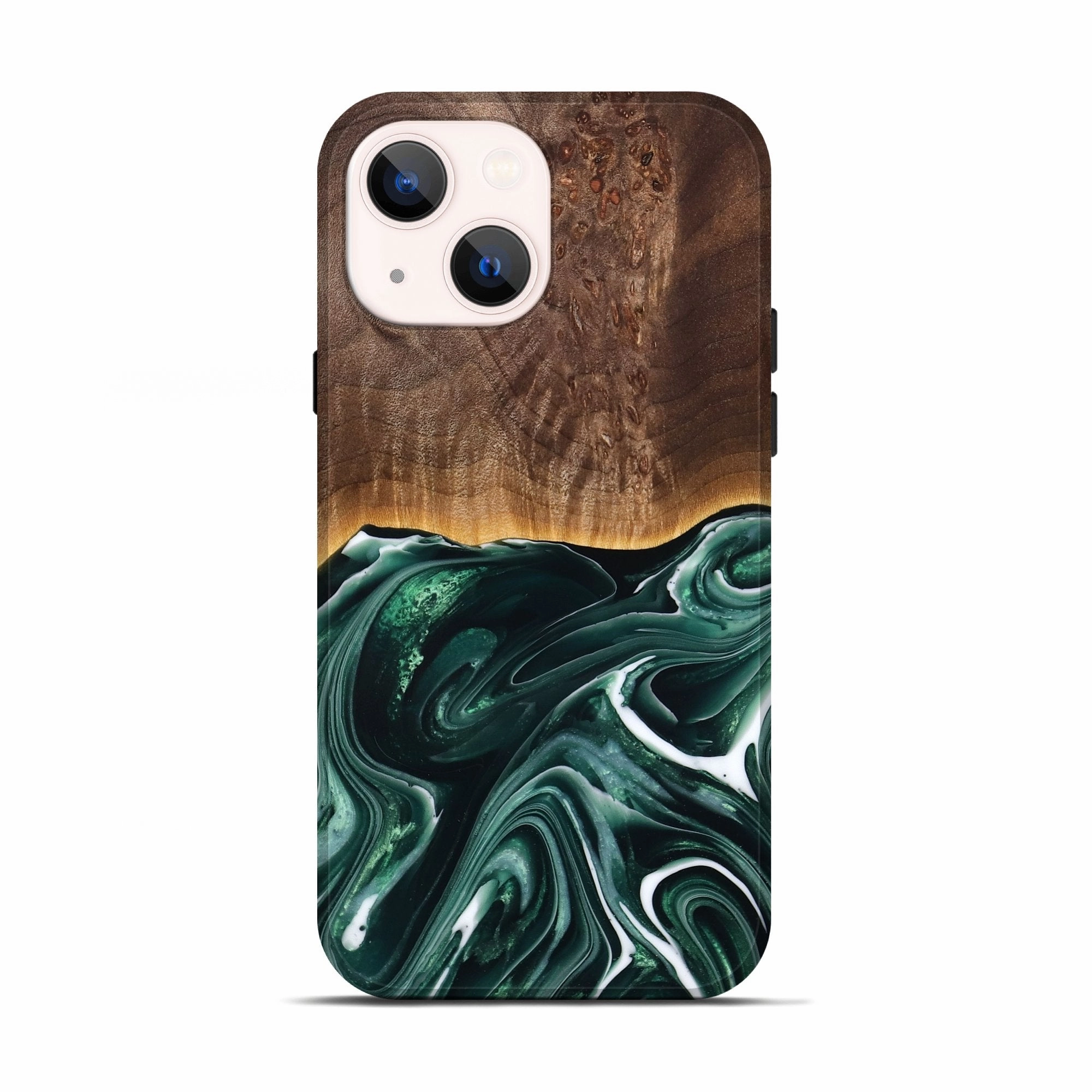 Iphone 13 Wood Live Edge Phone Case - Bear (Green, 776438) Shock Guard