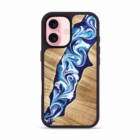 Iphone 16 Wood Phone Case - Shane (Blue, 776681) Bubble Free