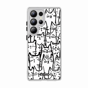 Galaxy S25 Ultra Halo Magsafe Cute Phone Case - White Cat Anti Finger Smear Water Resistant