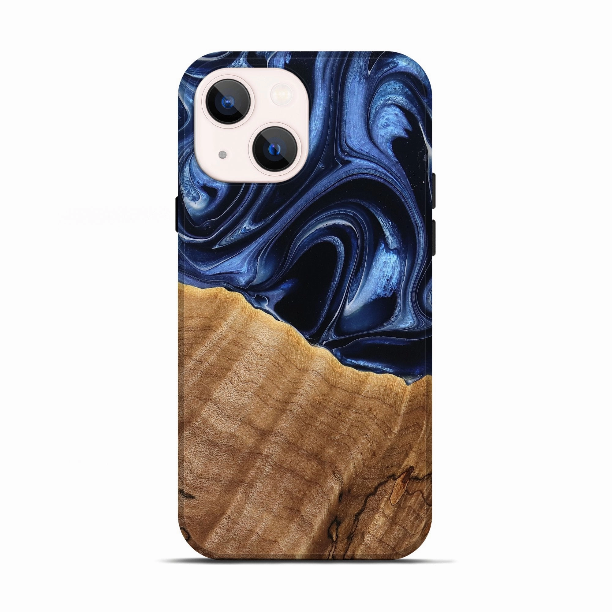 Anti Glare Edge Protection Iphone 13 Wood Live Edge Phone Case - Leora (Blue, 778099)