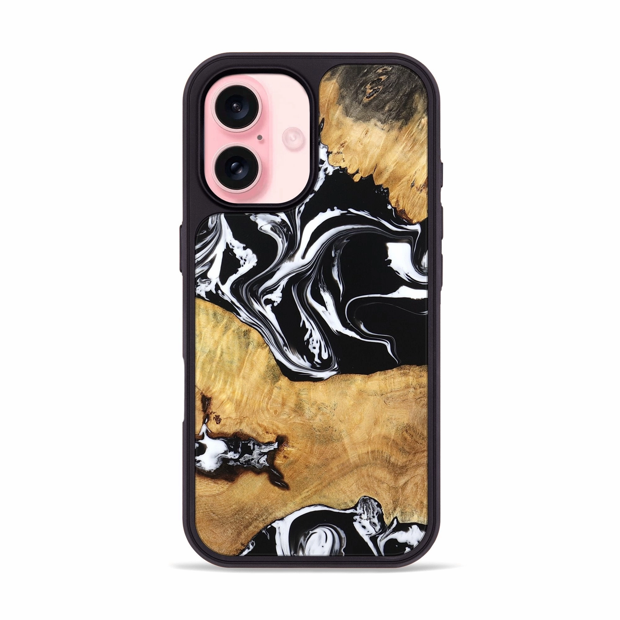 Crystal Clear Iphone 16 Wood Phone Case - Terri (Black & White, 778000)