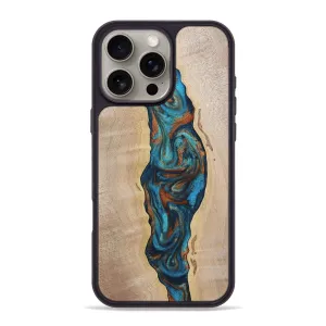 Anti Glare Film Anti Reflection Coating Iphone 16 Pro Max Wood Phone Case - Lucca (Teal & Gold, 777530)