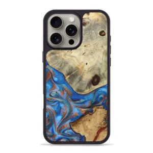 Iphone 16 Pro Max Wood Phone Case - Dayami (Teal & Gold, 781572) Smooth Surface