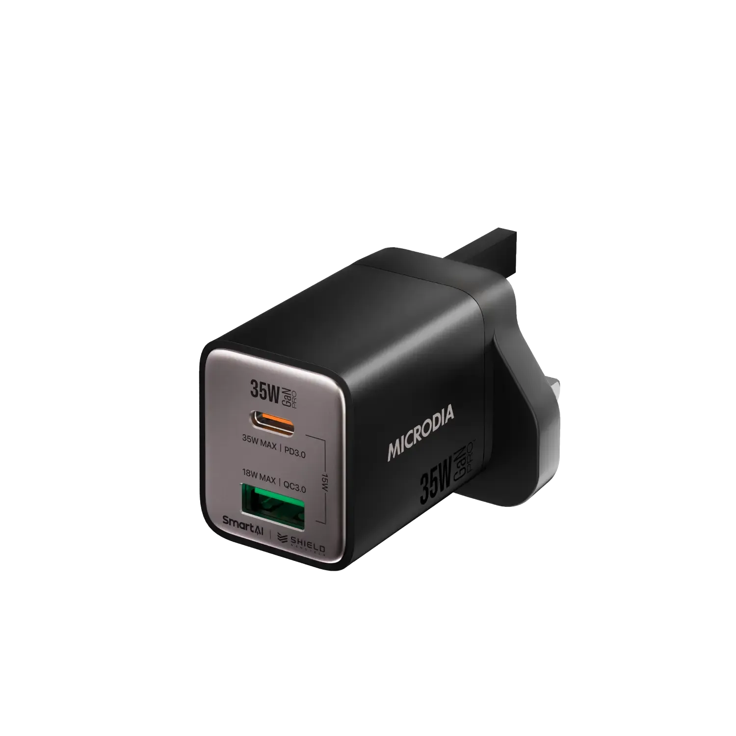 Magnetic Connector Microdia Smartcube Nano 35W Gan Pro Wall Charger, Dual-Port, Usb-C Pd3.0   Usb-A Qc3.0