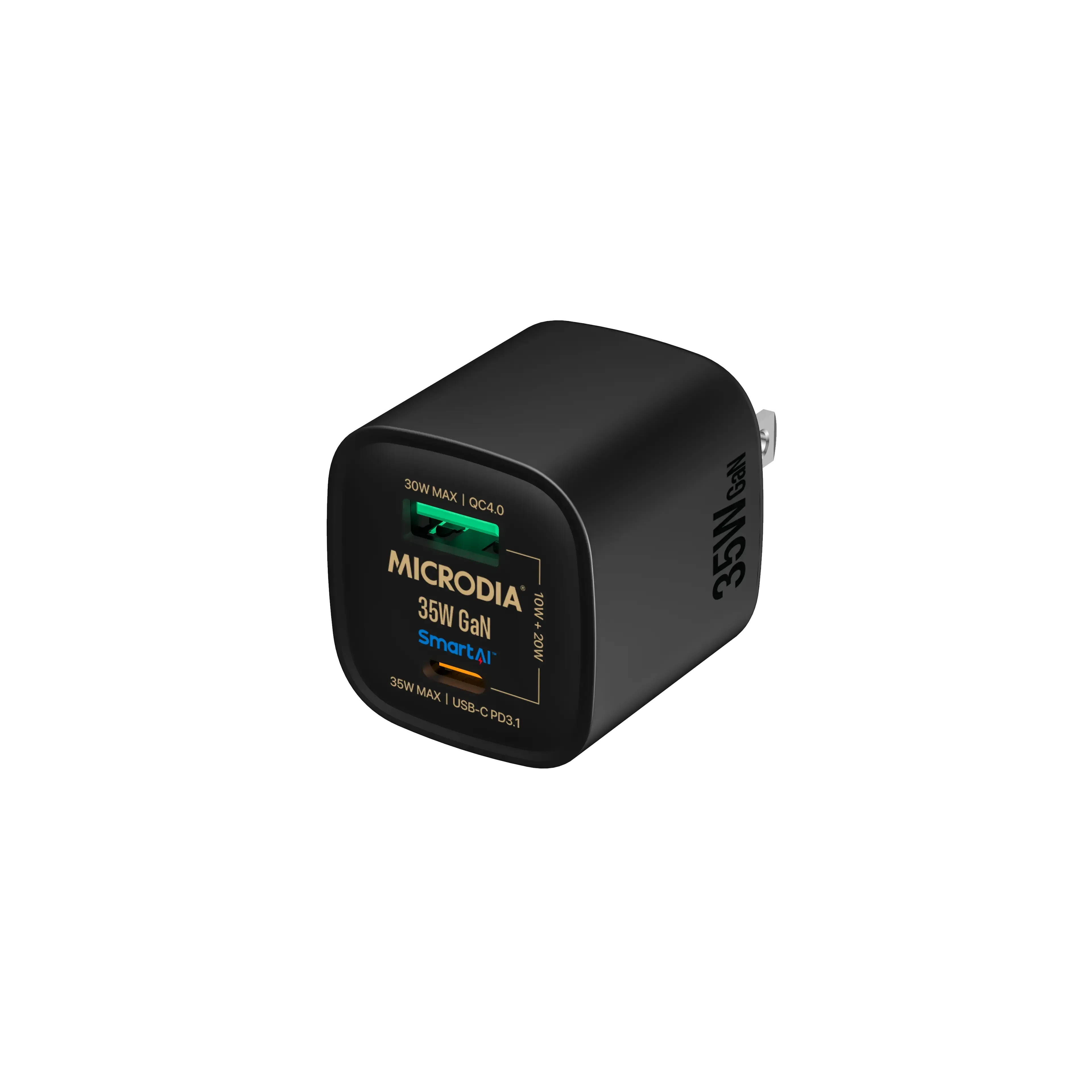 LED Indicator Bend Resistant Cable Microdia Smartcube Nano 35W, Gan Wall Charger, Usb-C Pd3.1   Usb-A Qc4.0