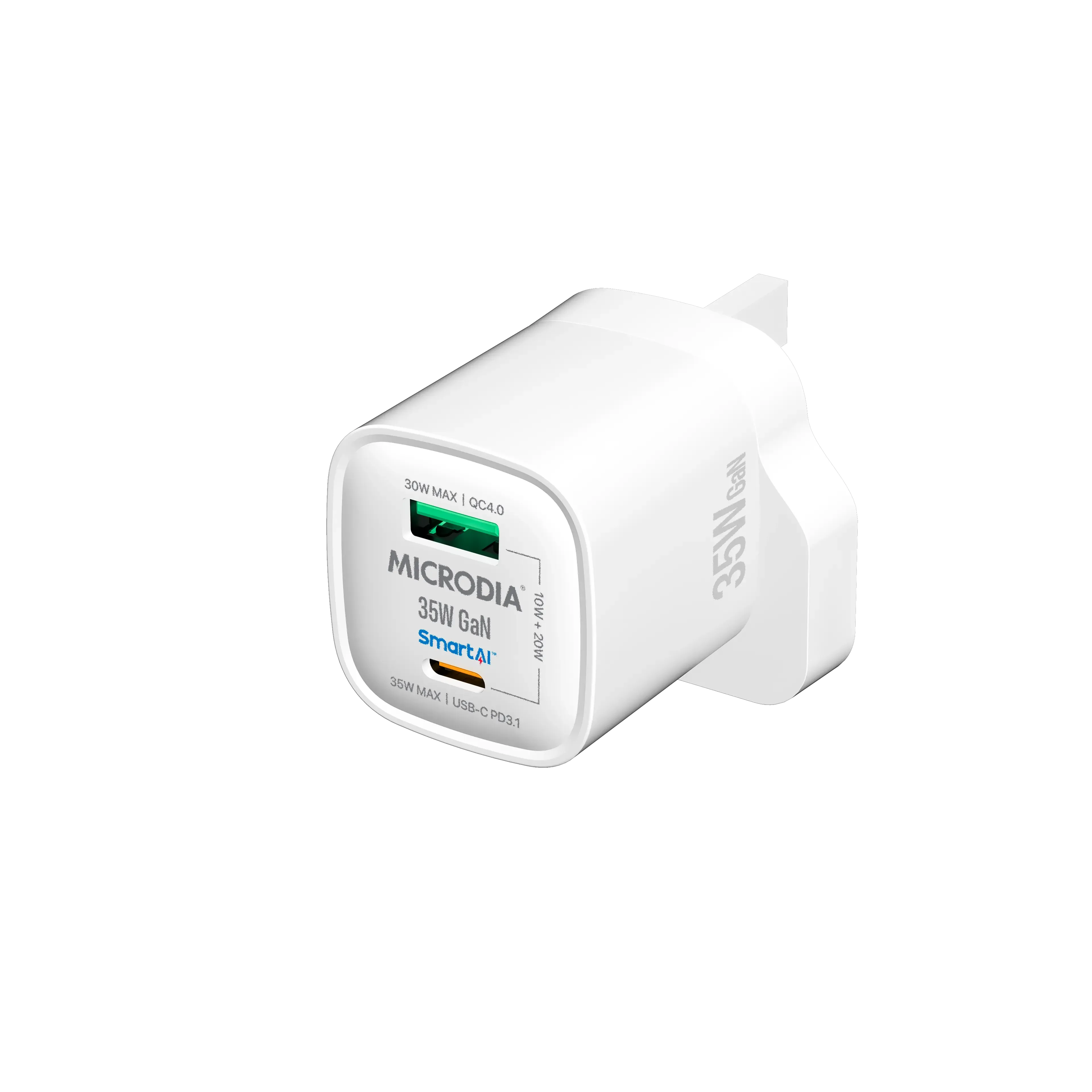 Convenient Charging Portable USB Charger Microdia Smartcube Nano 35W, Gan Wall Charger, Usb-C Pd3.1   Usb-A Qc4.0