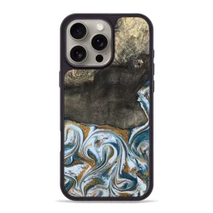Iphone 16 Pro Max Wood Phone Case - Rubye (Teal & Gold, 781104) Ultra Slim Protector Protective Film