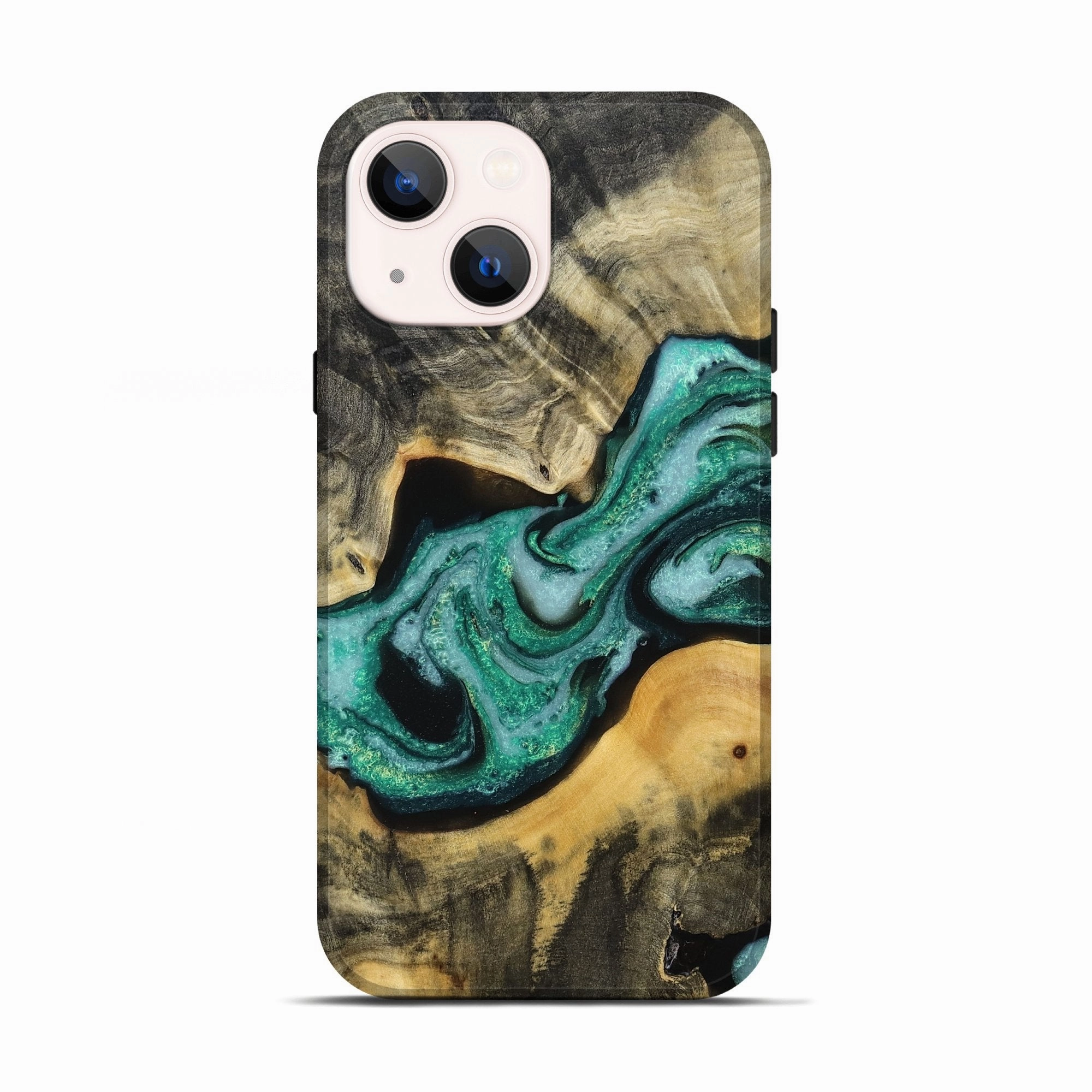 Iphone 13 Wood Live Edge Phone Case - Jaeda (Green, 778513) HD Screen Protector Anti Finger Grease