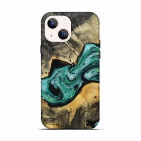 Iphone 13 Wood Live Edge Phone Case - Jaeda (Green, 778513) HD Screen Protector Anti Finger Grease