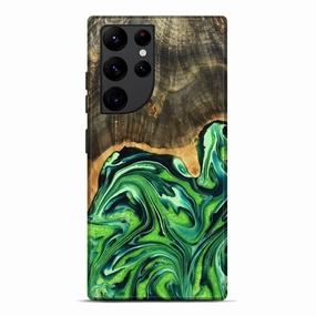 Galaxy S22 Ultra Wood Live Edge Phone Case - Anais (Green, 774595) HD Clarity Privacy Screen
