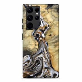 Fingerprint Resistant Galaxy S22 Ultra Wood Live Edge Phone Case - Myra (Black & White, 781476)