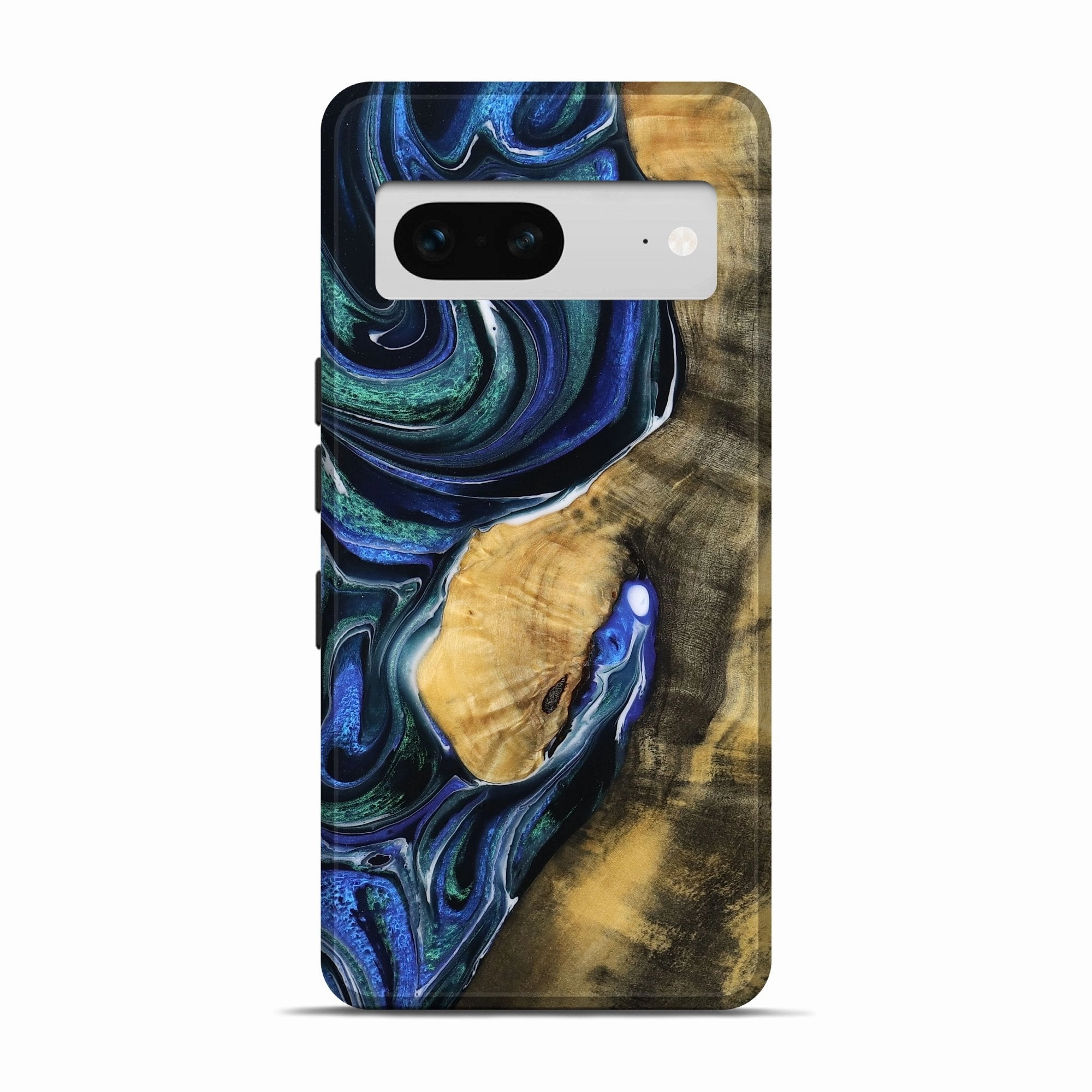 Pixel 7 Wood Live Edge Phone Case - Dortha (Blue, 778777) Bubble Resistant Film Anti Finger Stain