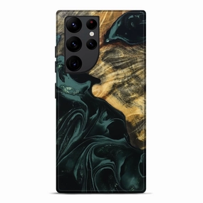 Galaxy S22 Ultra Wood Live Edge Phone Case - Ayah (Green, 781997) Anti Fingerprint Shield