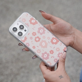 Anti Shock Film Anti Spy Iphone 16 Pro Max Halo Mag Magsafe Case-Pink Flowers